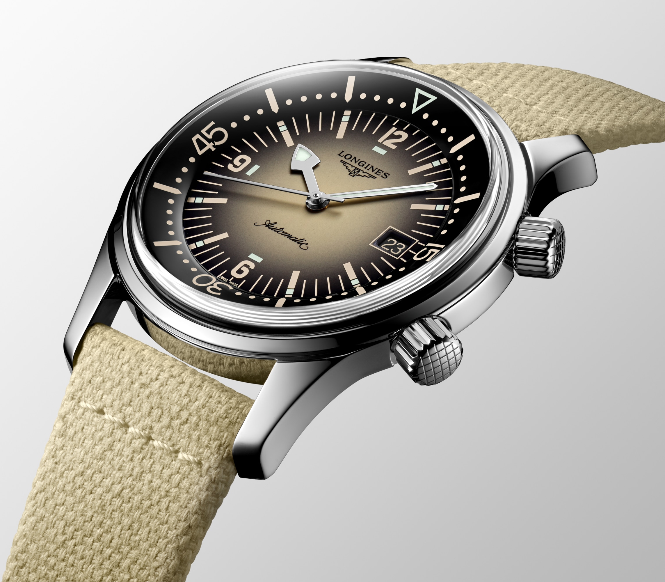 LONGINES LEGEND DIVER Automatic, Stainless Steel, Beige Dial