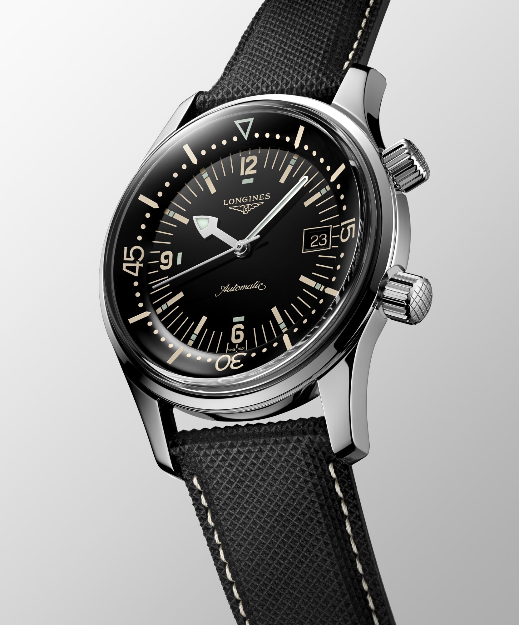 LONGINES LEGEND DIVER Automatic, Stainless Steel, Black Lacquered