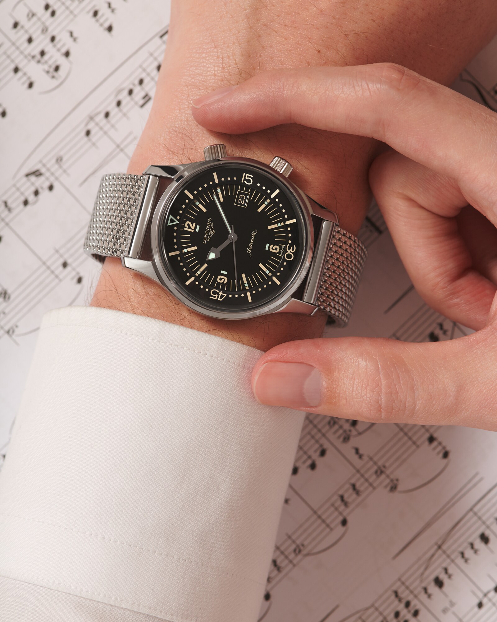 LONGINES LEGEND DIVER Automatic, Stainless Steel, Black Lacquered