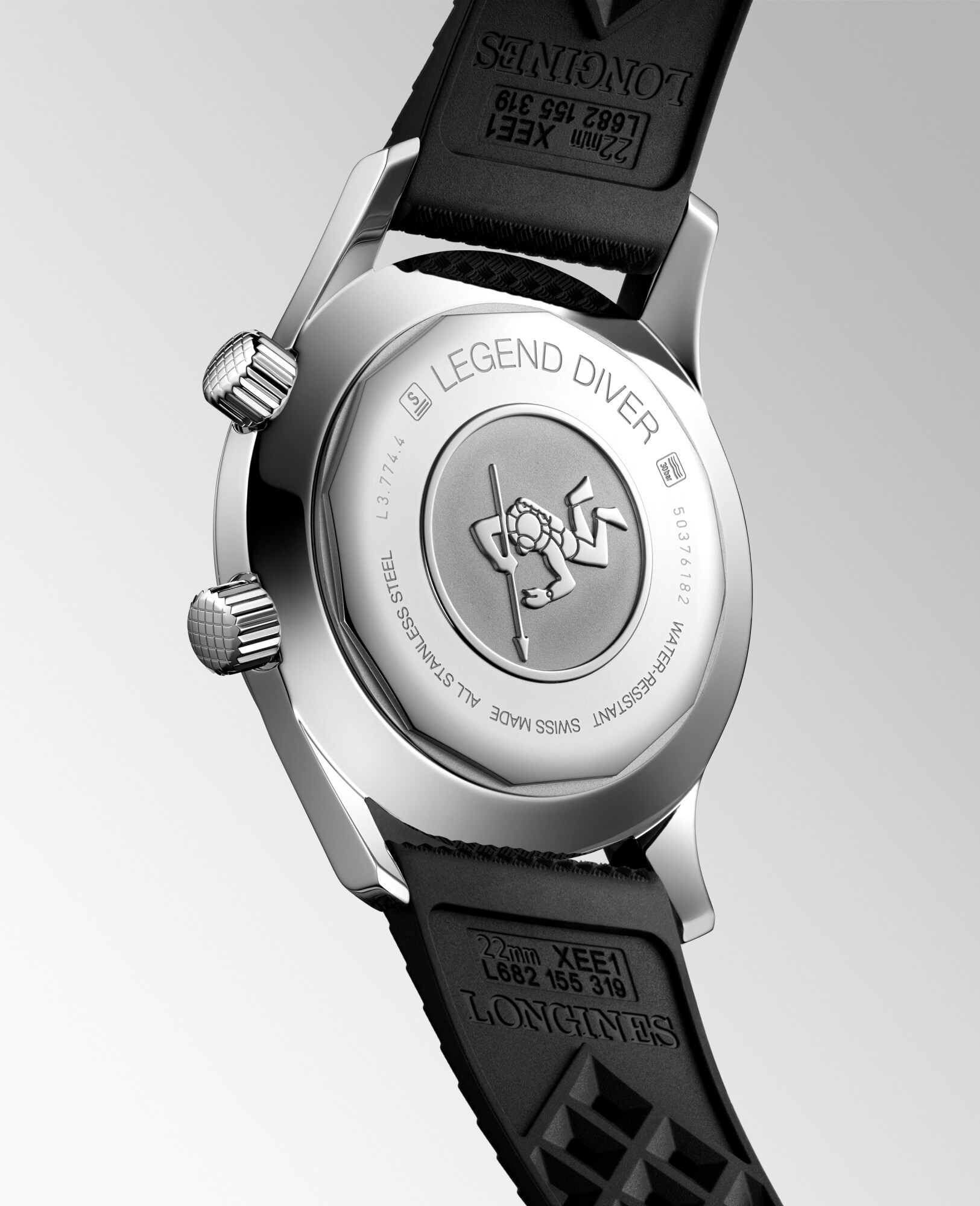 ロンジン レジェンドダイバー 自動巻、ステンレススティール、ブラック