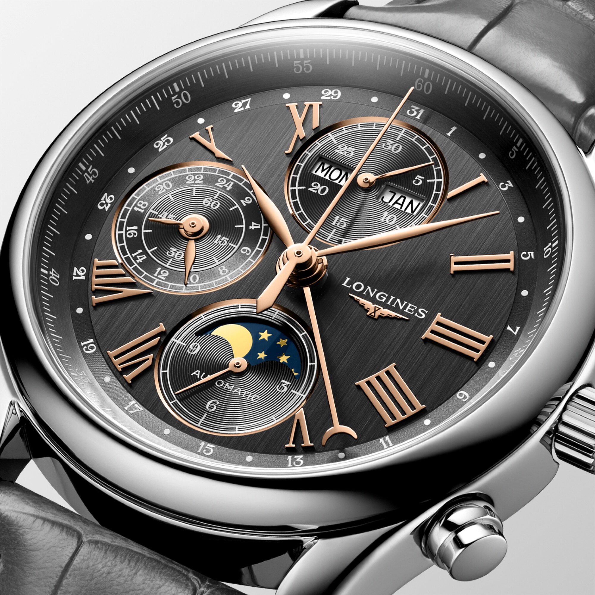 LONGINES MASTER COLLECTION CHRONO MOONPHASE 自動巻、ステンレス