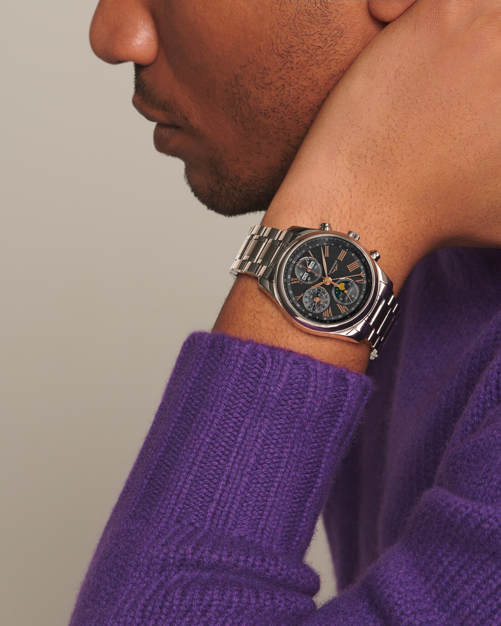 LONGINES MASTER COLLECTION CHRONO MOONPHASE 自動巻、ステンレス