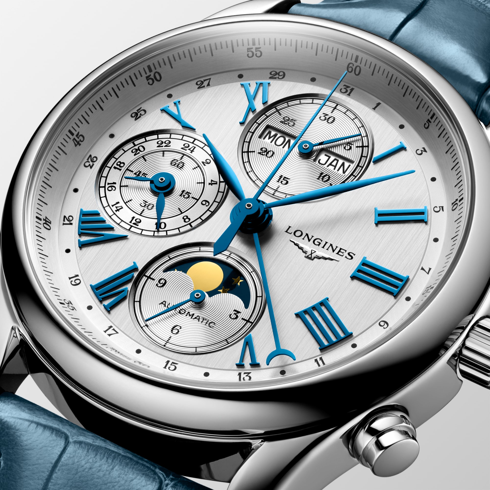 LONGINES MASTER COLLECTION CHRONO MOONPHASE 自動巻、ステンレス