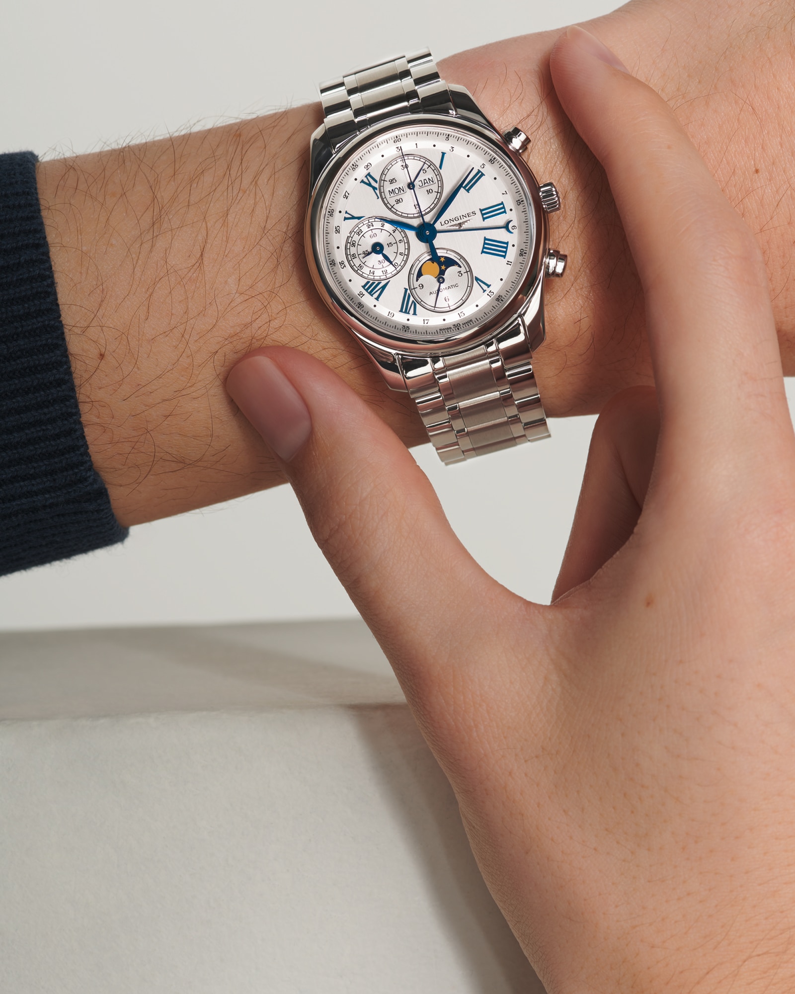 LONGINES MASTER COLLECTION CHRONO MOONPHASE 自動巻、ステンレス