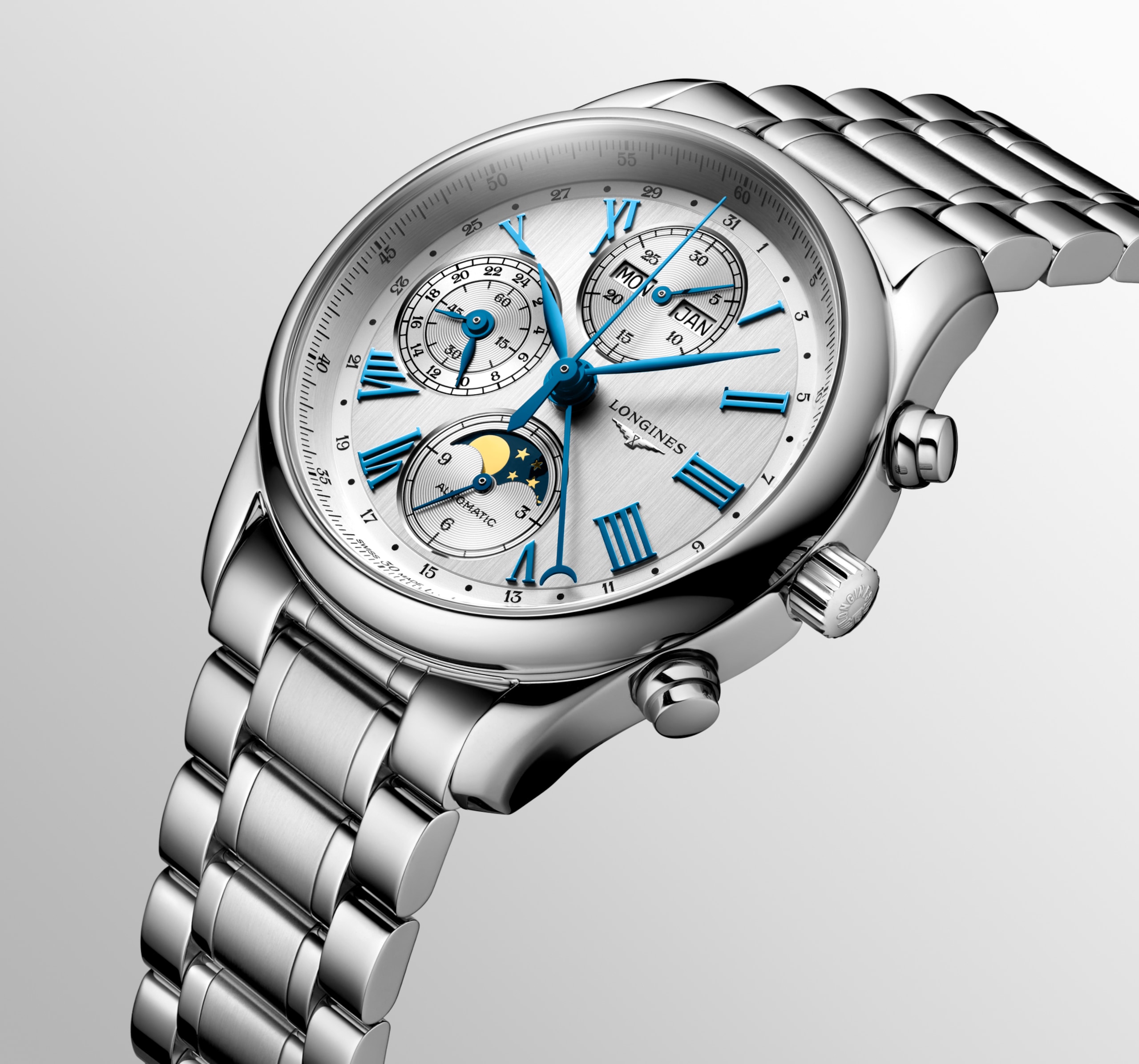 Longines MASTER COLLECTION CHRONO MOONPHASE automatic stainless steel Watch - L2.673.4.71.6