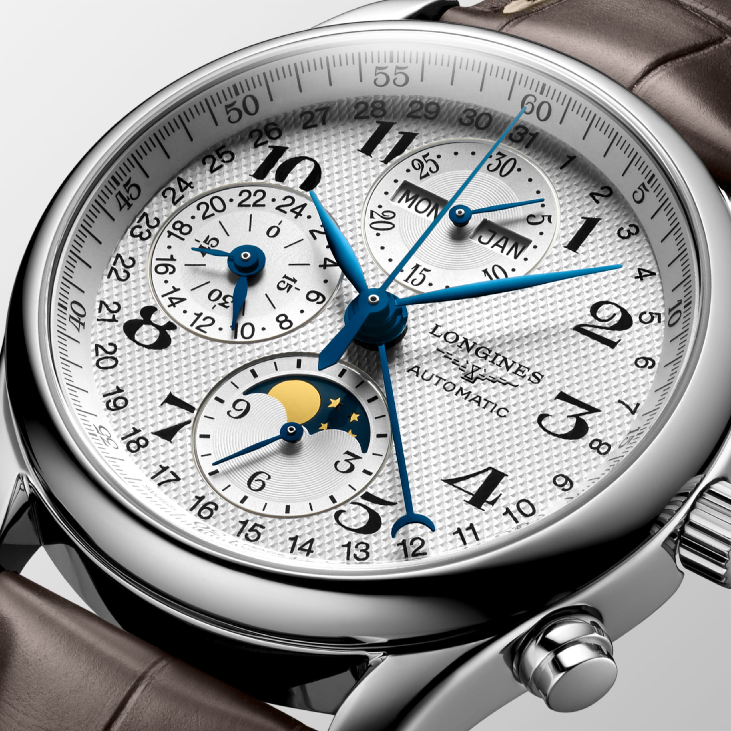 Longines MASTER COLLECTION CHRONO MOONPHASE automatic stainless steel Watch - L2.673.4.78.3
