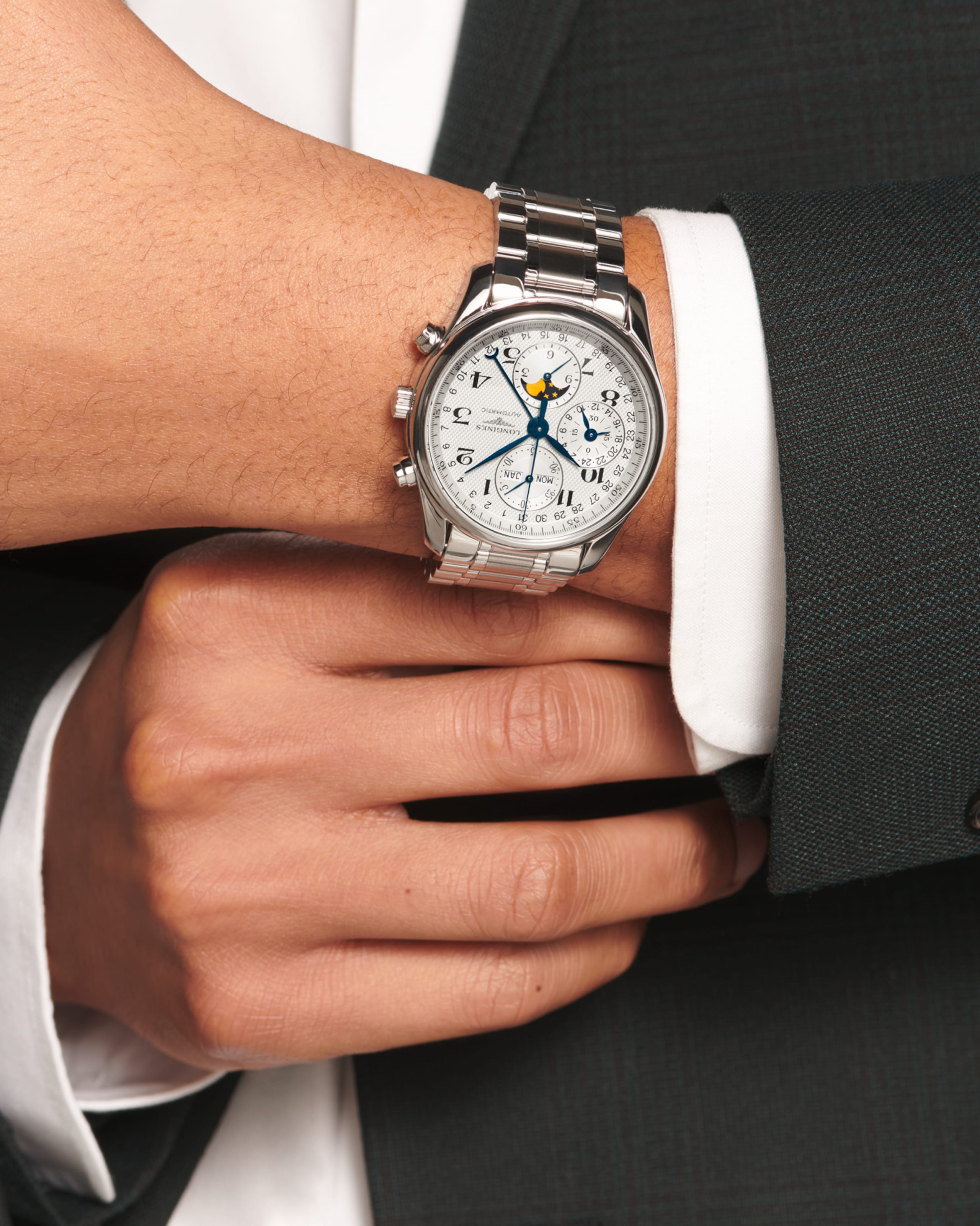 Longines MASTER COLLECTION CHRONO MOONPHASE automatic stainless steel Watch - L2.673.4.78.6