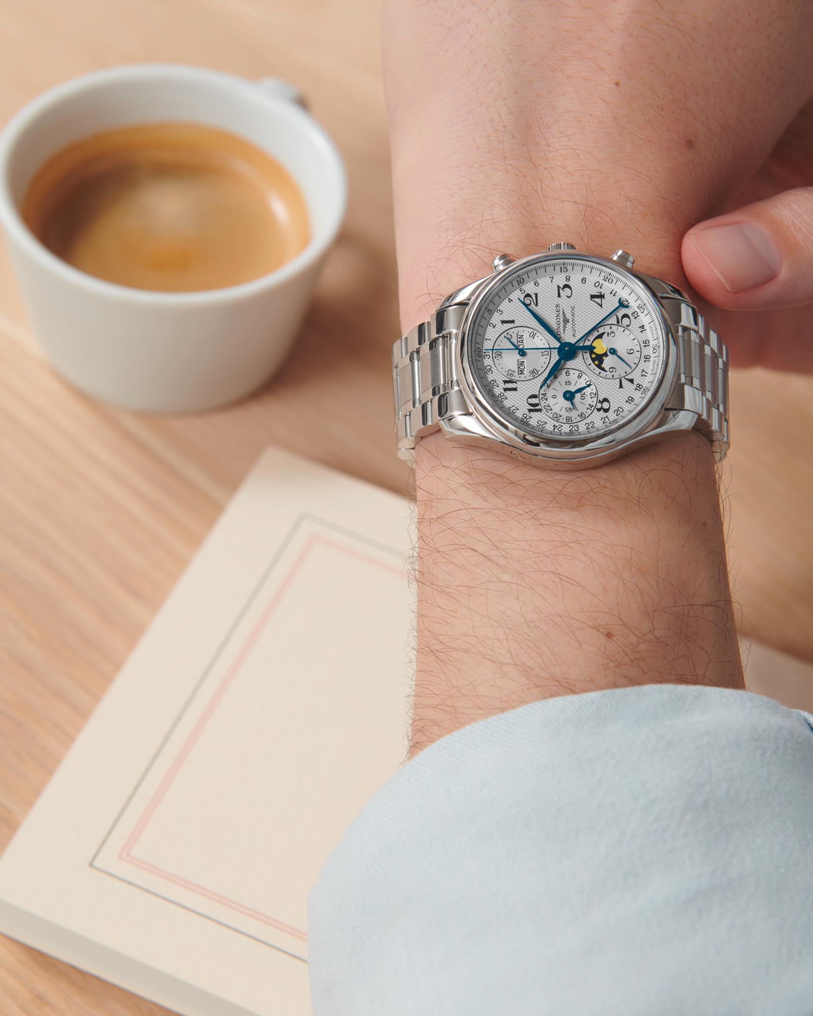 LONGINES MASTER COLLECTION CHRONO MOONPHASE | Ø 40.00 mm, シルバー