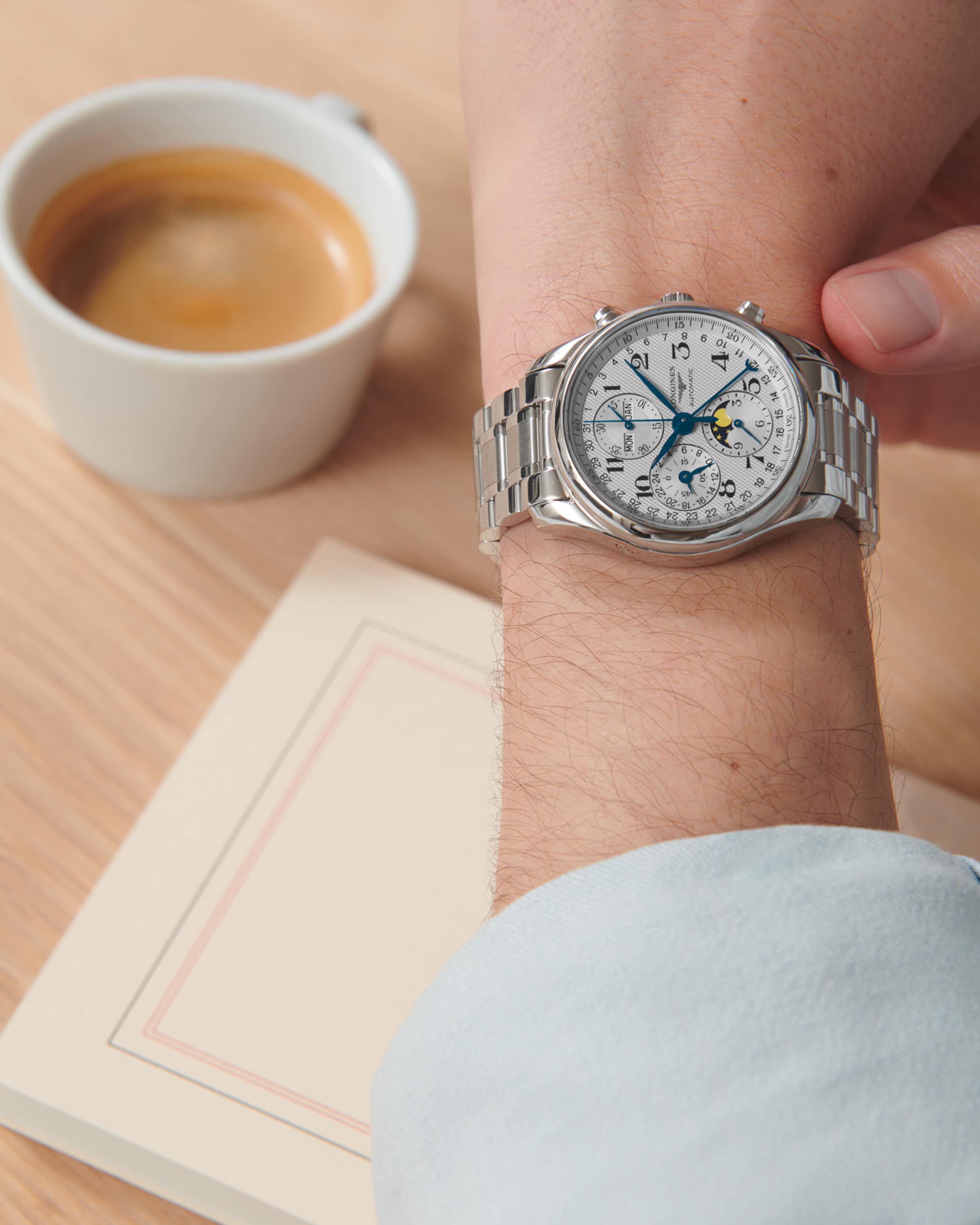 Longines MASTER COLLECTION CHRONO MOONPHASE automatic stainless steel Watch - L2.673.4.78.6