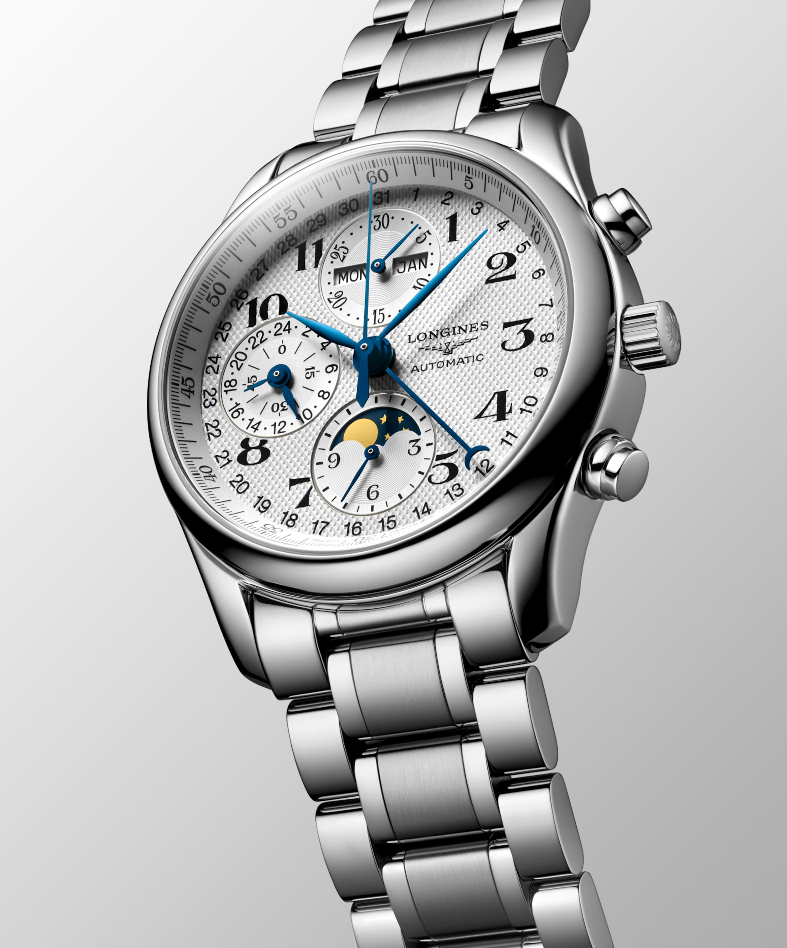 Longines MASTER COLLECTION CHRONO MOONPHASE automatic stainless steel Watch - L2.673.4.78.6