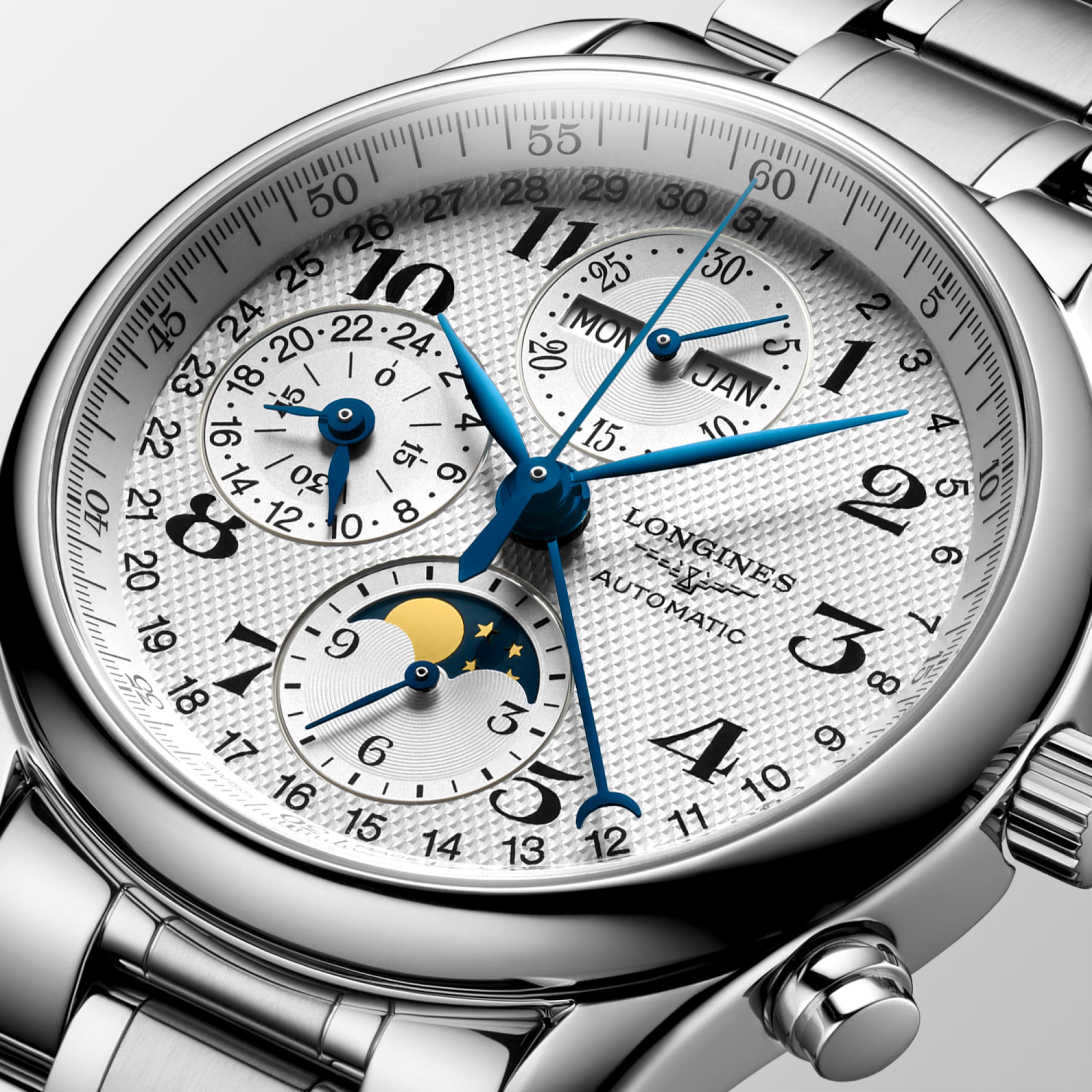 Longines MASTER COLLECTION CHRONO MOONPHASE automatic stainless steel Watch - L2.673.4.78.6