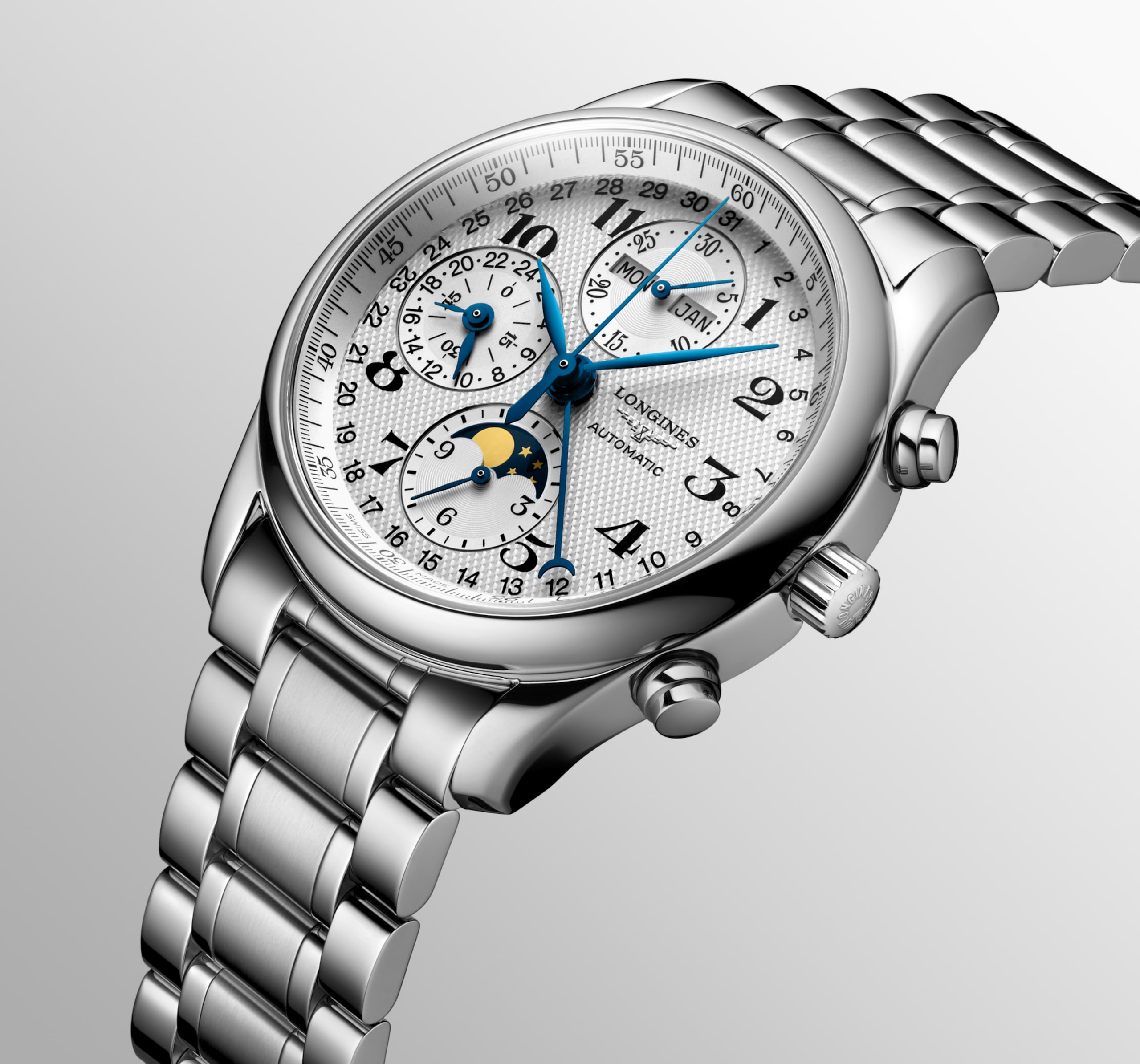Longines MASTER COLLECTION CHRONO MOONPHASE automatic stainless steel Watch - L2.673.4.78.6