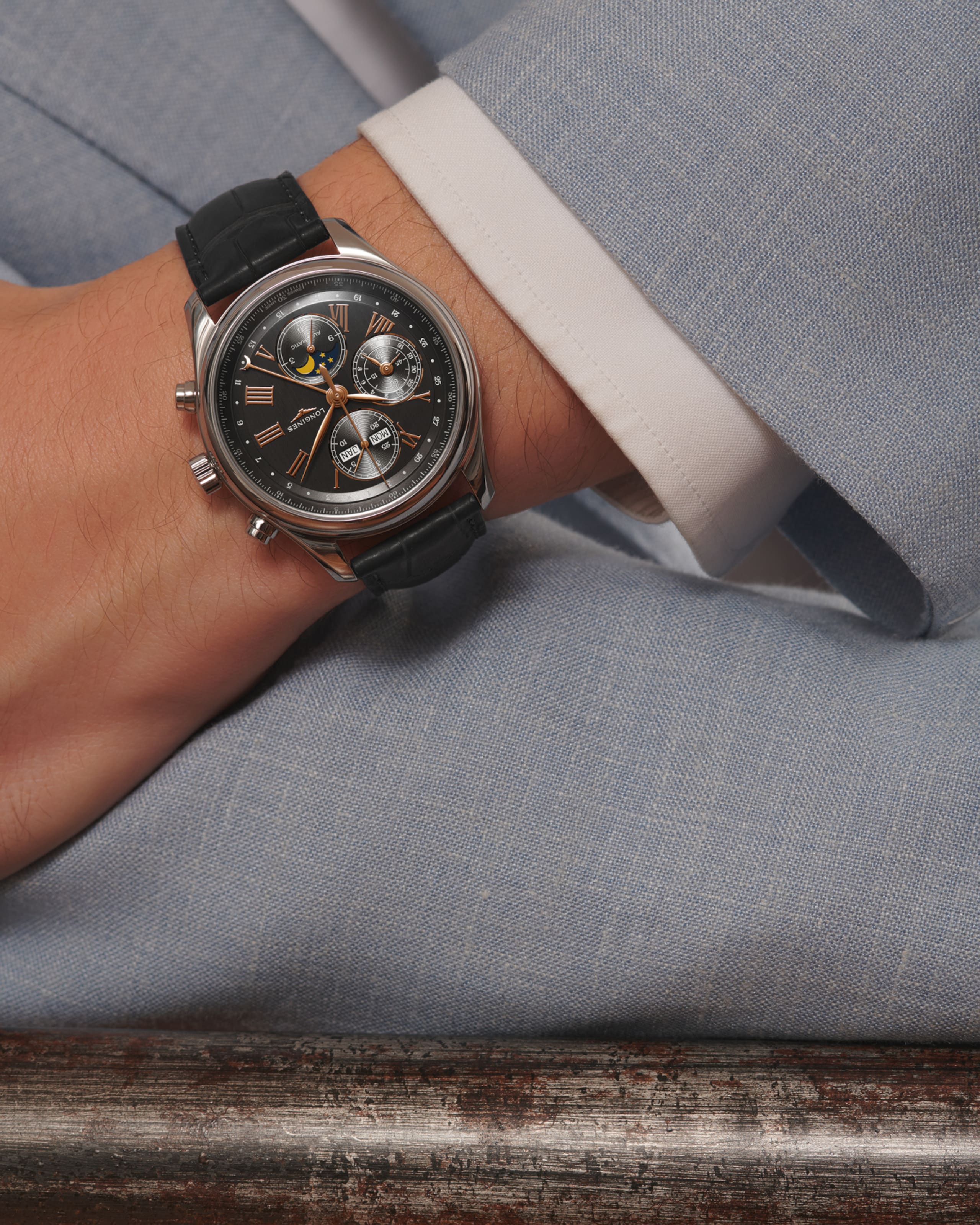 Longines MASTER COLLECTION CHRONO MOONPHASE 自動上鏈機械機芯 精鋼 Watch - L2.773.4.61.2