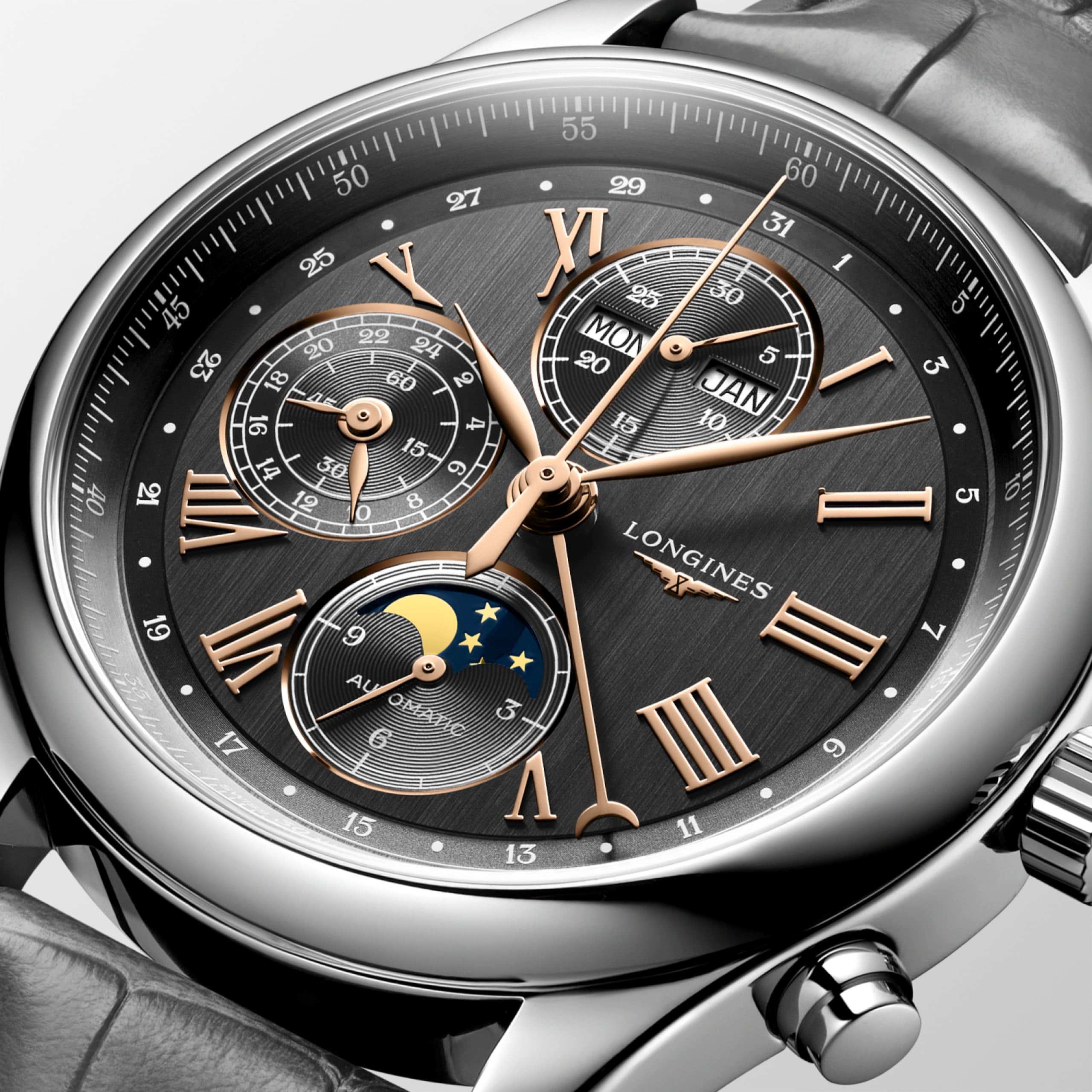 Longines MASTER COLLECTION CHRONO MOONPHASE 自動上鏈機械機芯 精鋼 Watch - L2.773.4.61.2