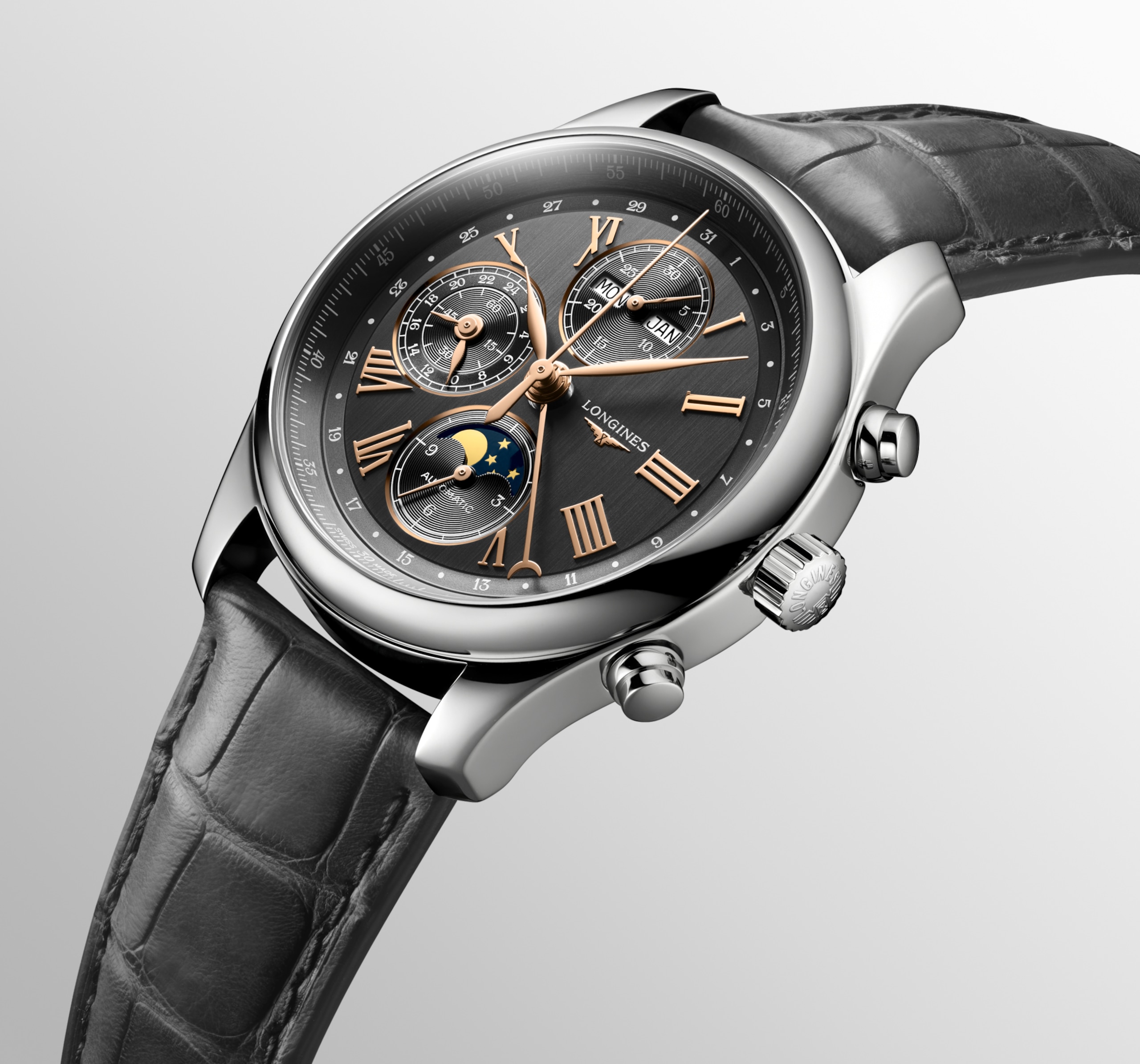 Longines MASTER COLLECTION CHRONO MOONPHASE 自動上鏈機械機芯 精鋼 Watch - L2.773.4.61.2