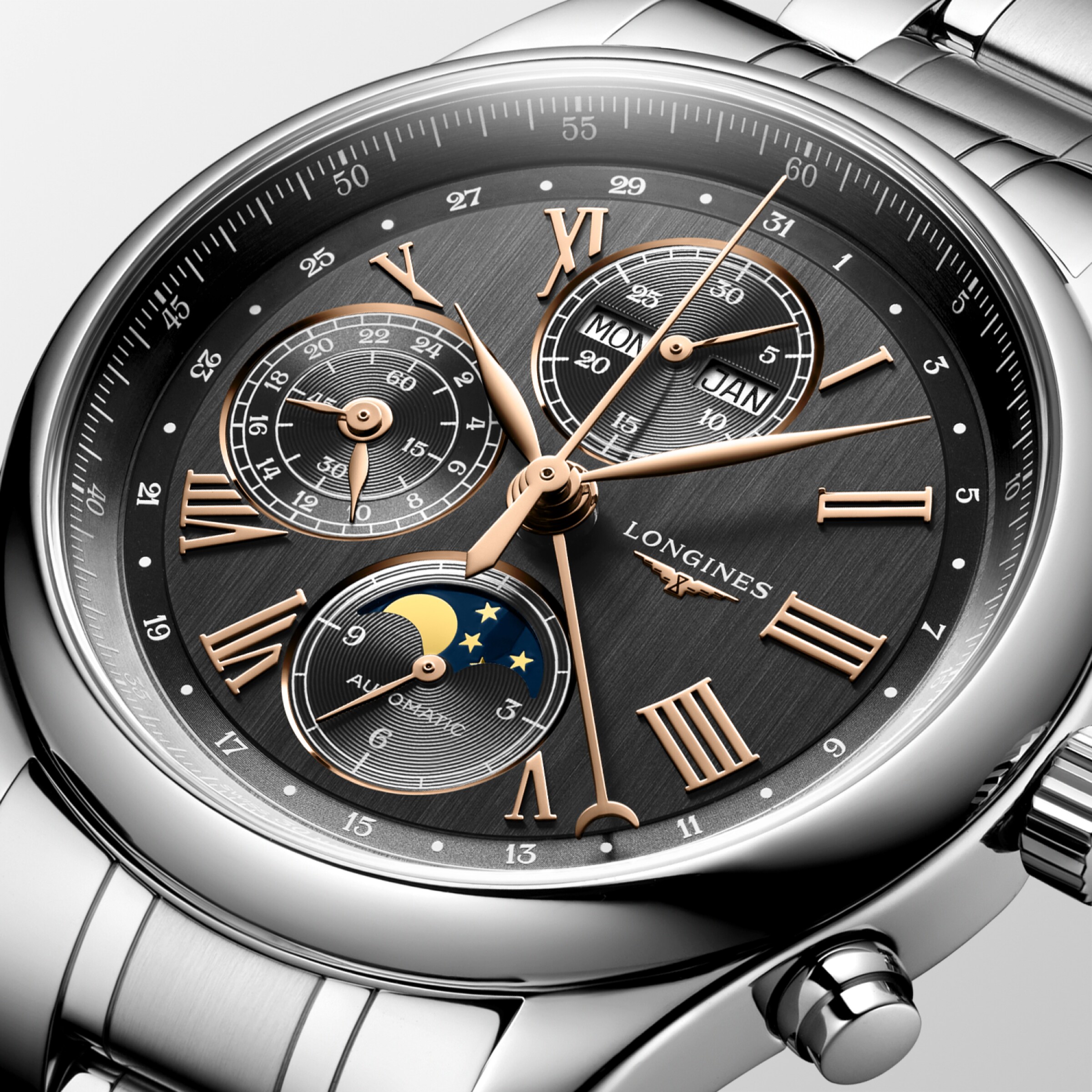 Longines MASTER COLLECTION CHRONO MOONPHASE Automatic Stainless steel Watch - L2.773.4.61.6