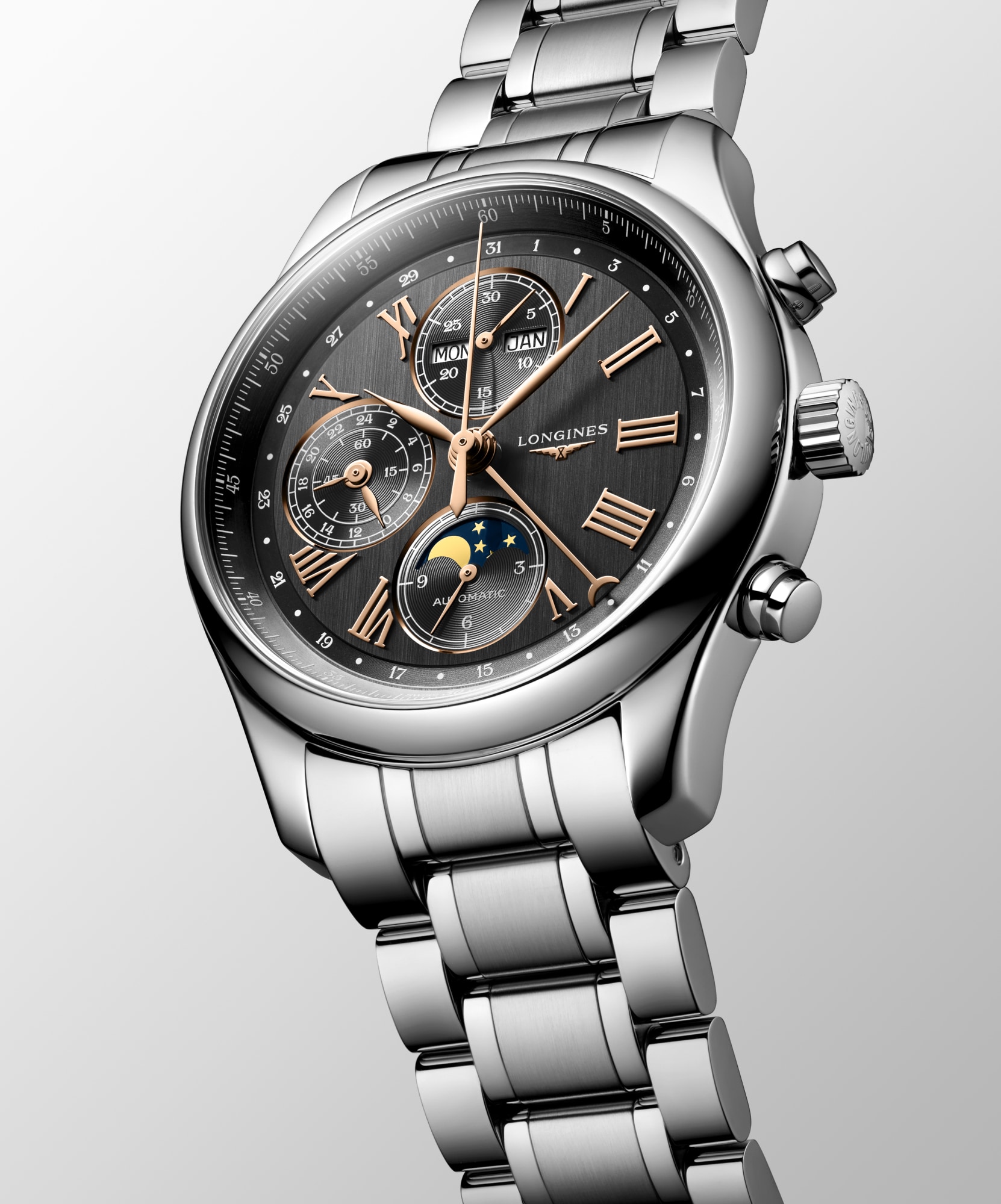 LONGINES MASTER COLLECTION CHRONO MOONPHASE Otomatik, Paslanmaz