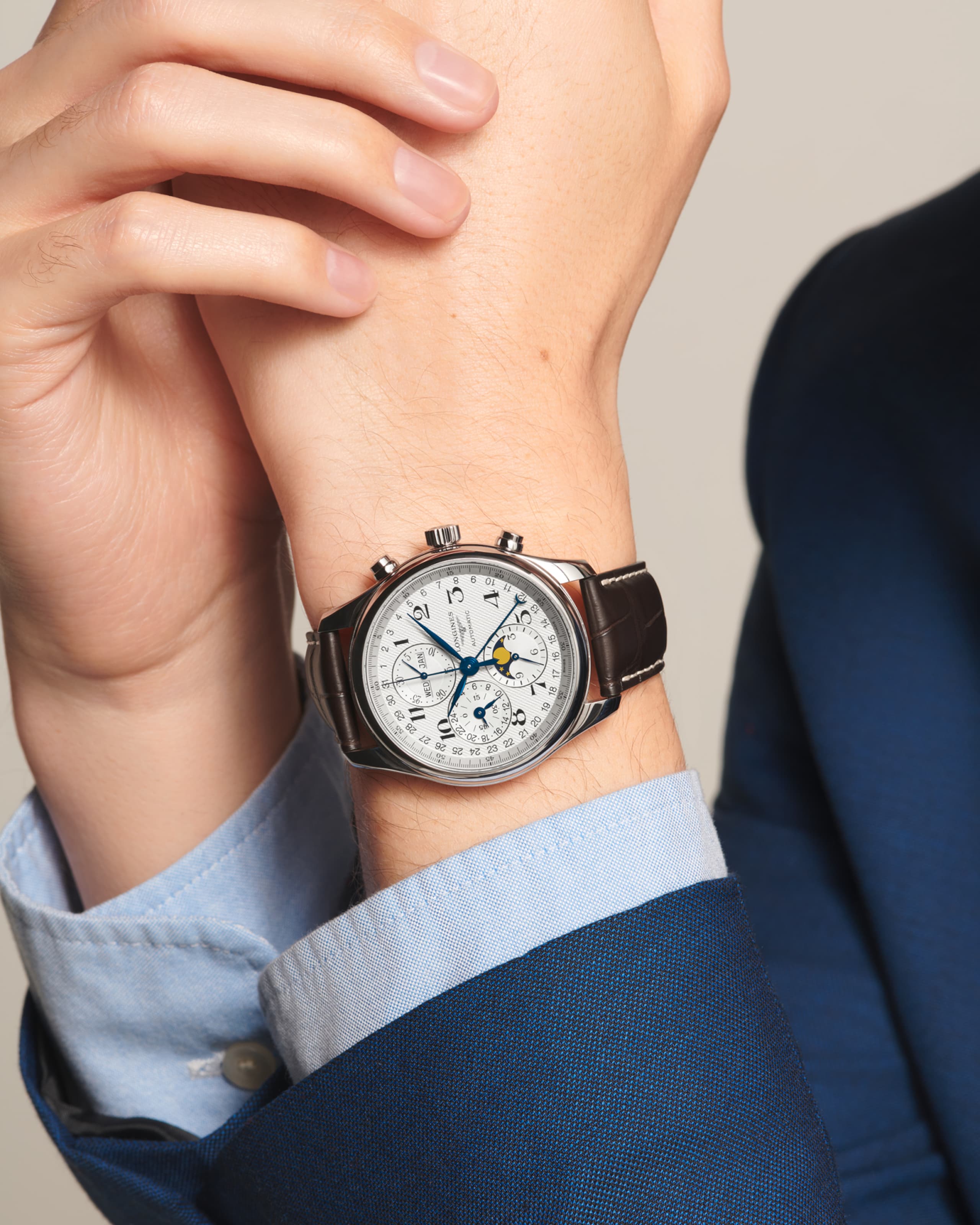 Longines MASTER COLLECTION CHRONO MOONPHASE automático acero inoxidable Watch - L2.773.4.78.3