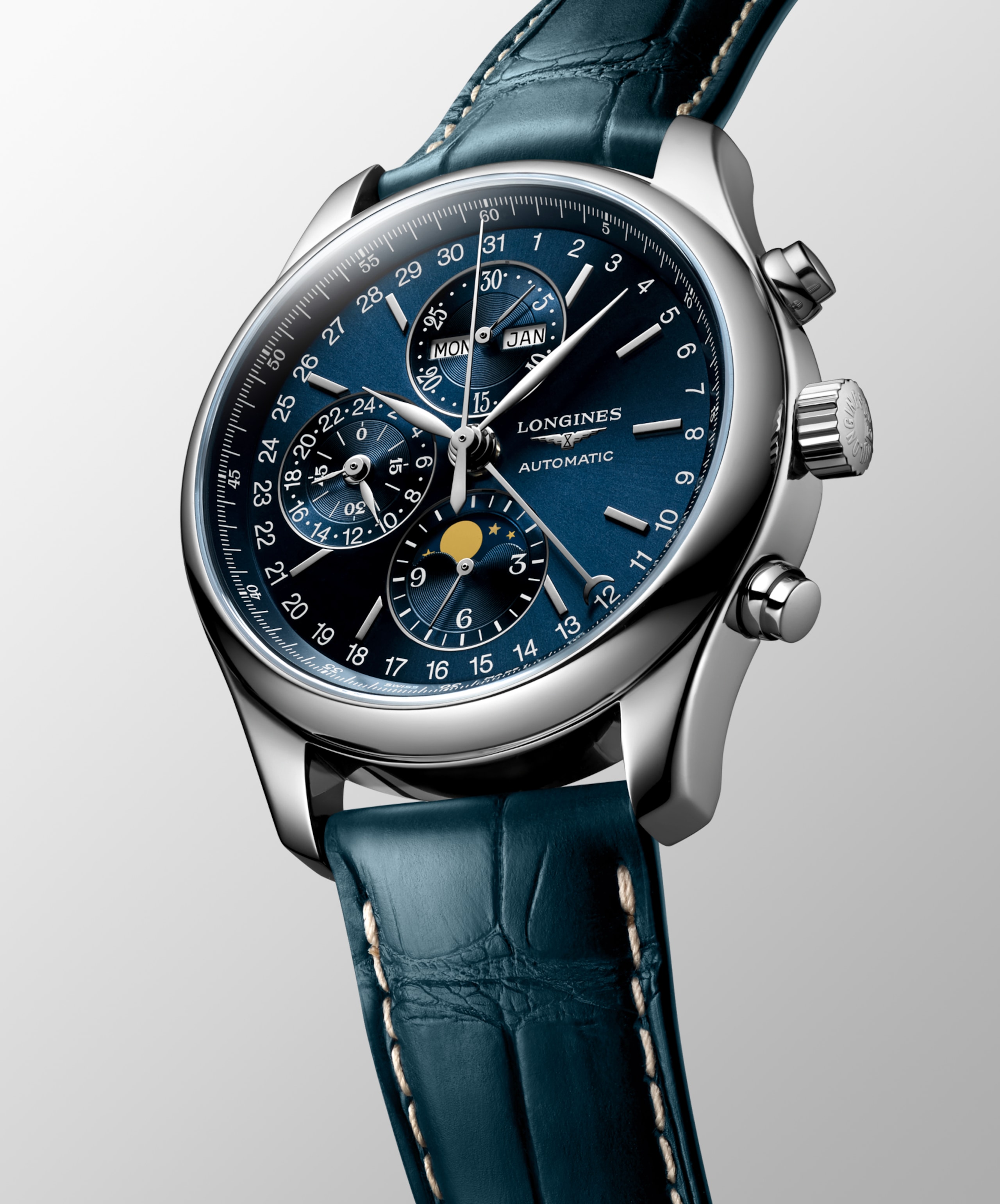 Longines MASTER COLLECTION CHRONO MOONPHASE automatic stainless steel Watch - L2.773.4.92.0