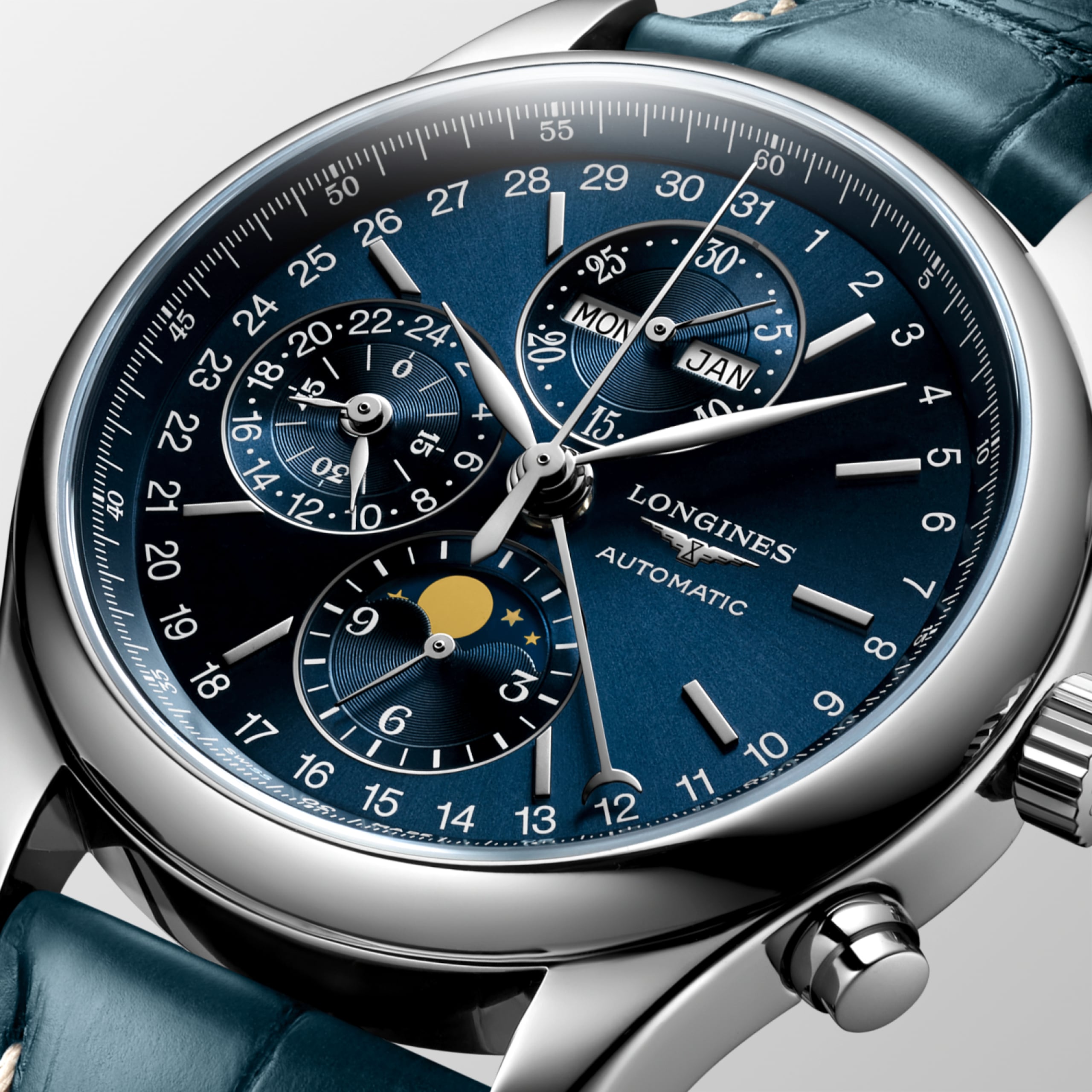 Longines MASTER COLLECTION CHRONO MOONPHASE automatic stainless steel Watch - L2.773.4.92.0