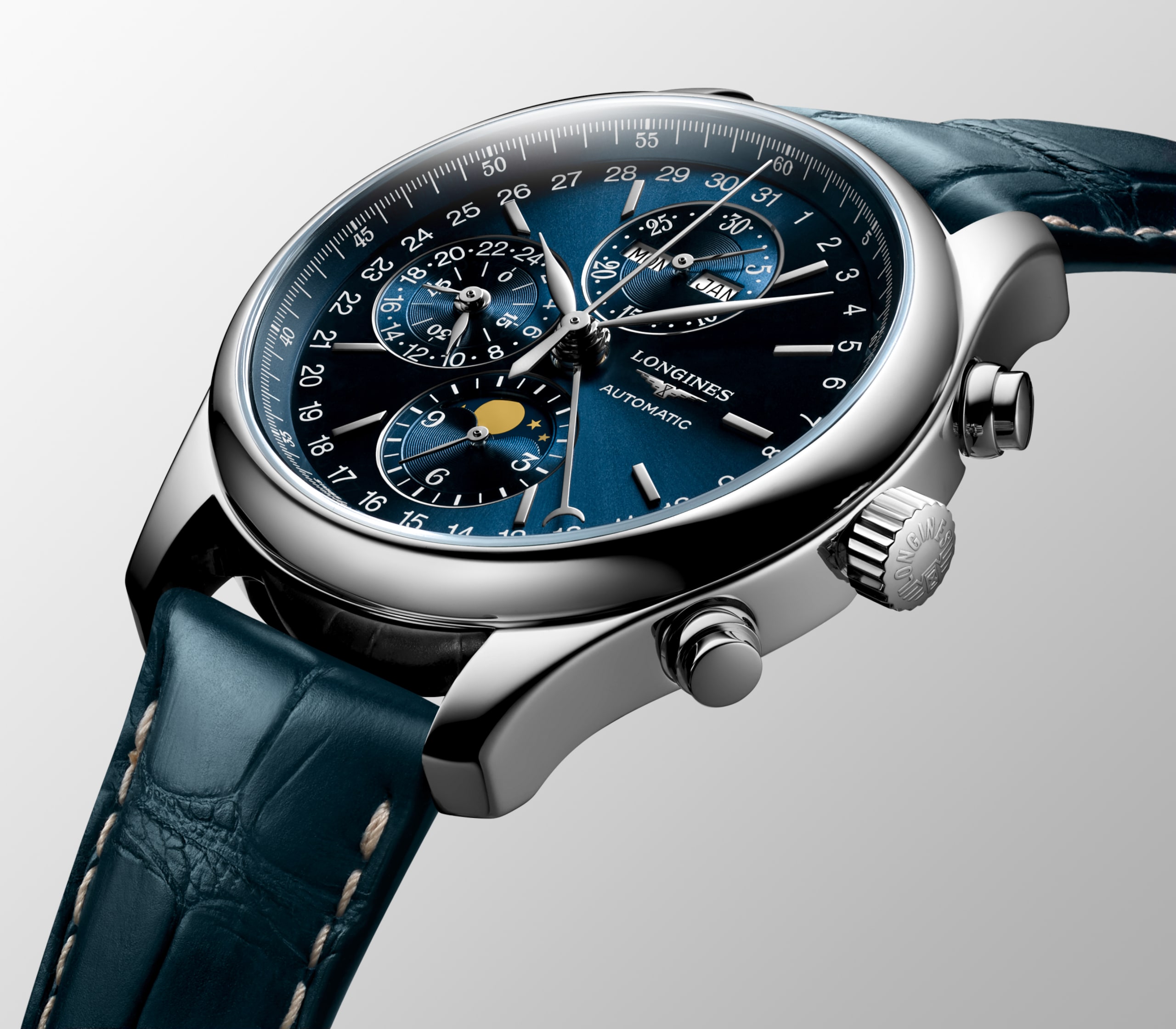 Longines MASTER COLLECTION CHRONO MOONPHASE automatic stainless steel Watch - L2.773.4.92.0
