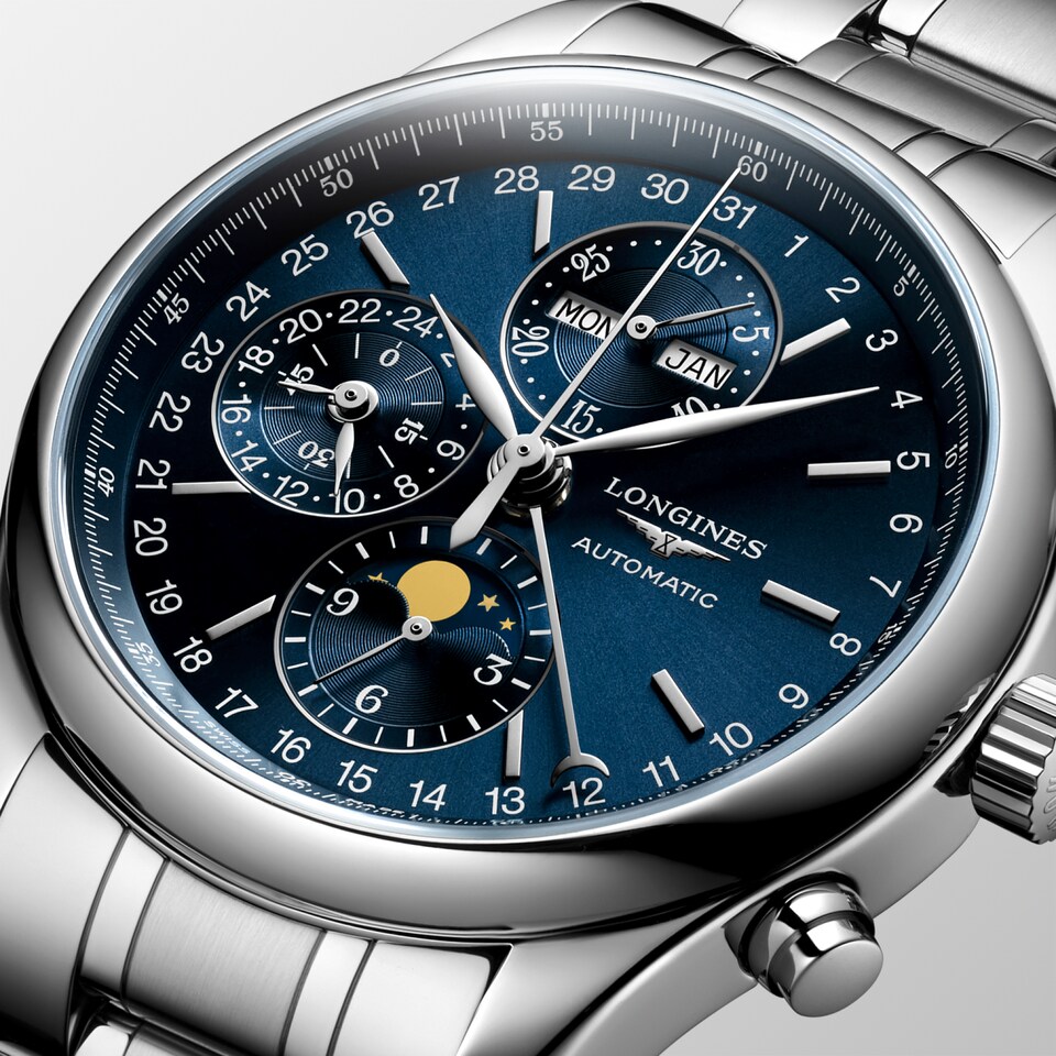 Longines Master Collection Chrono Moonphase 42mm Cadran Bleu Soleillé Acier - L2.773.4.92.6
