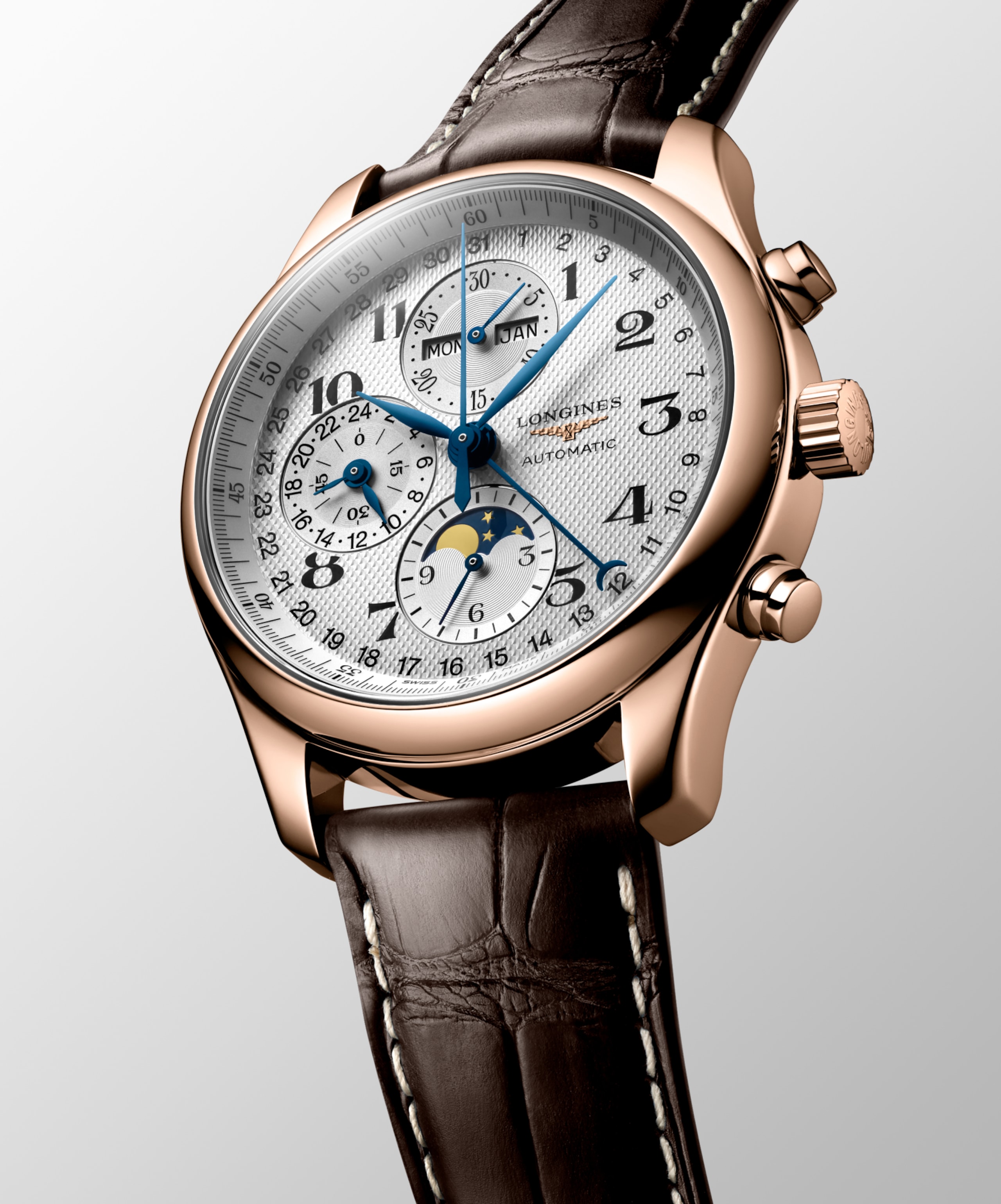 Longines MASTER COLLECTION CHRONO MOONPHASE automatic 18 karat pink gold Watch - L2.773.8.78.3