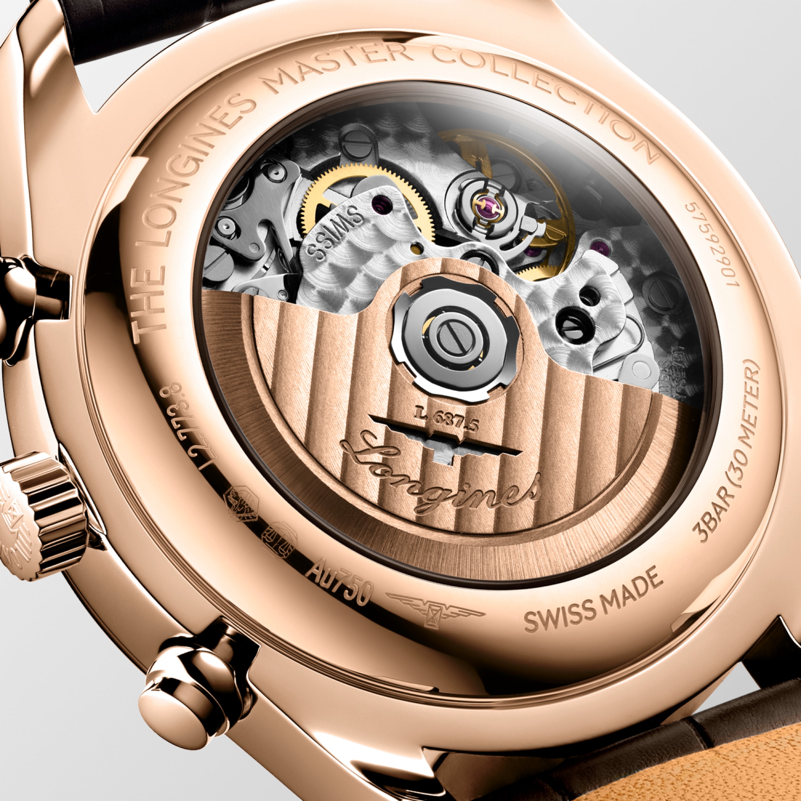 Longines MASTER COLLECTION CHRONO MOONPHASE automatic 18 karat pink gold Watch - L2.773.8.78.3