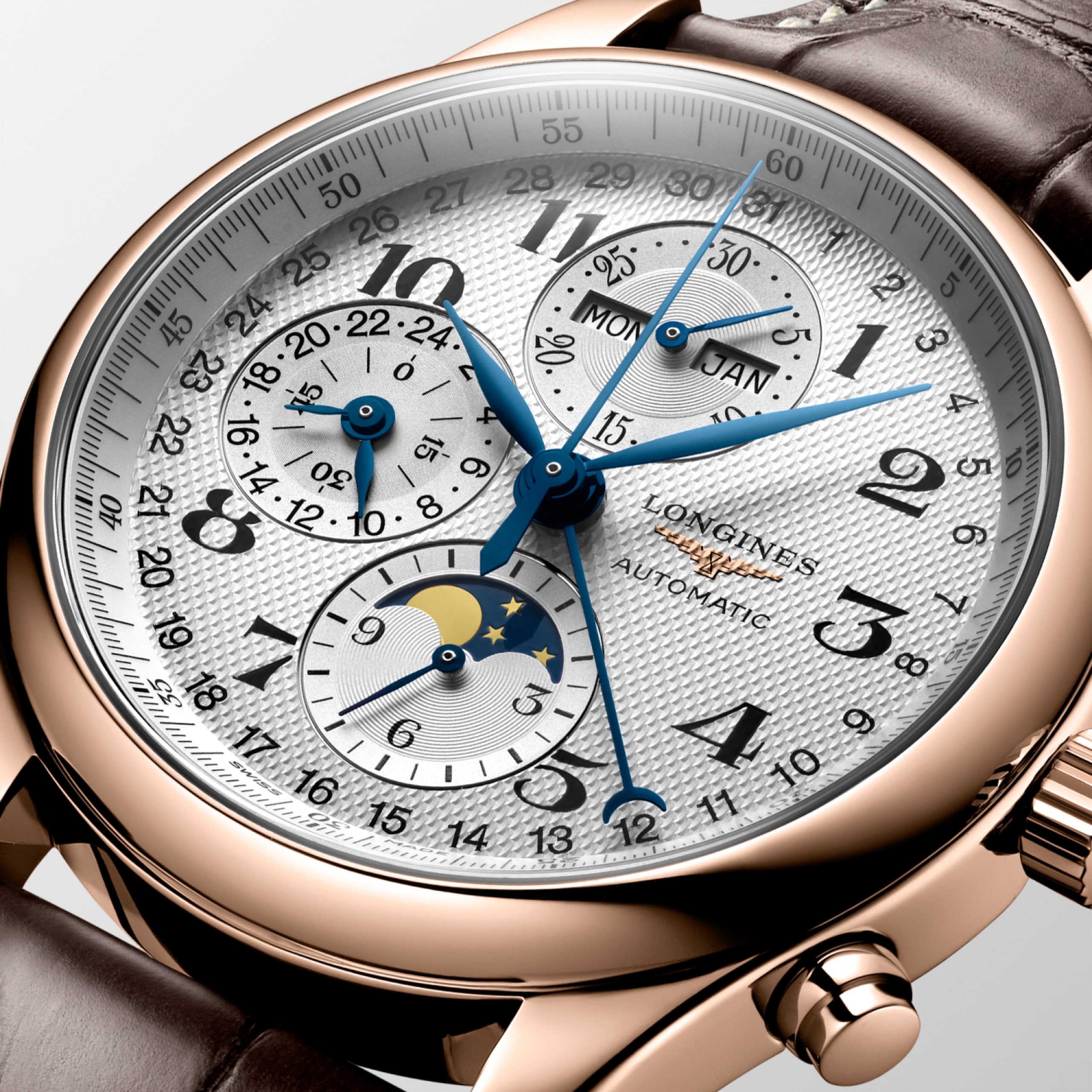 Longines MASTER COLLECTION CHRONO MOONPHASE automatic 18 karat pink gold Watch - L2.773.8.78.3