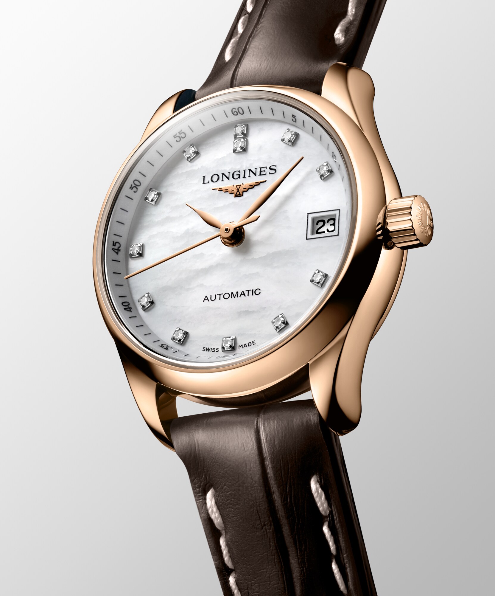 LONGINES ロンジンアナログ時計 ホワイト/ゴールド ロンジン マスターコレクション 自動巻、18kピンクゴールド