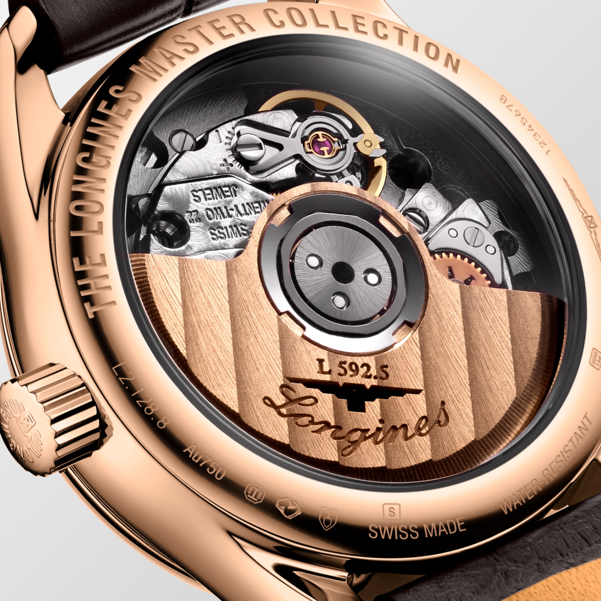 ロンジン マスターコレクション 自動巻、18kピンクゴールド、ホワイト