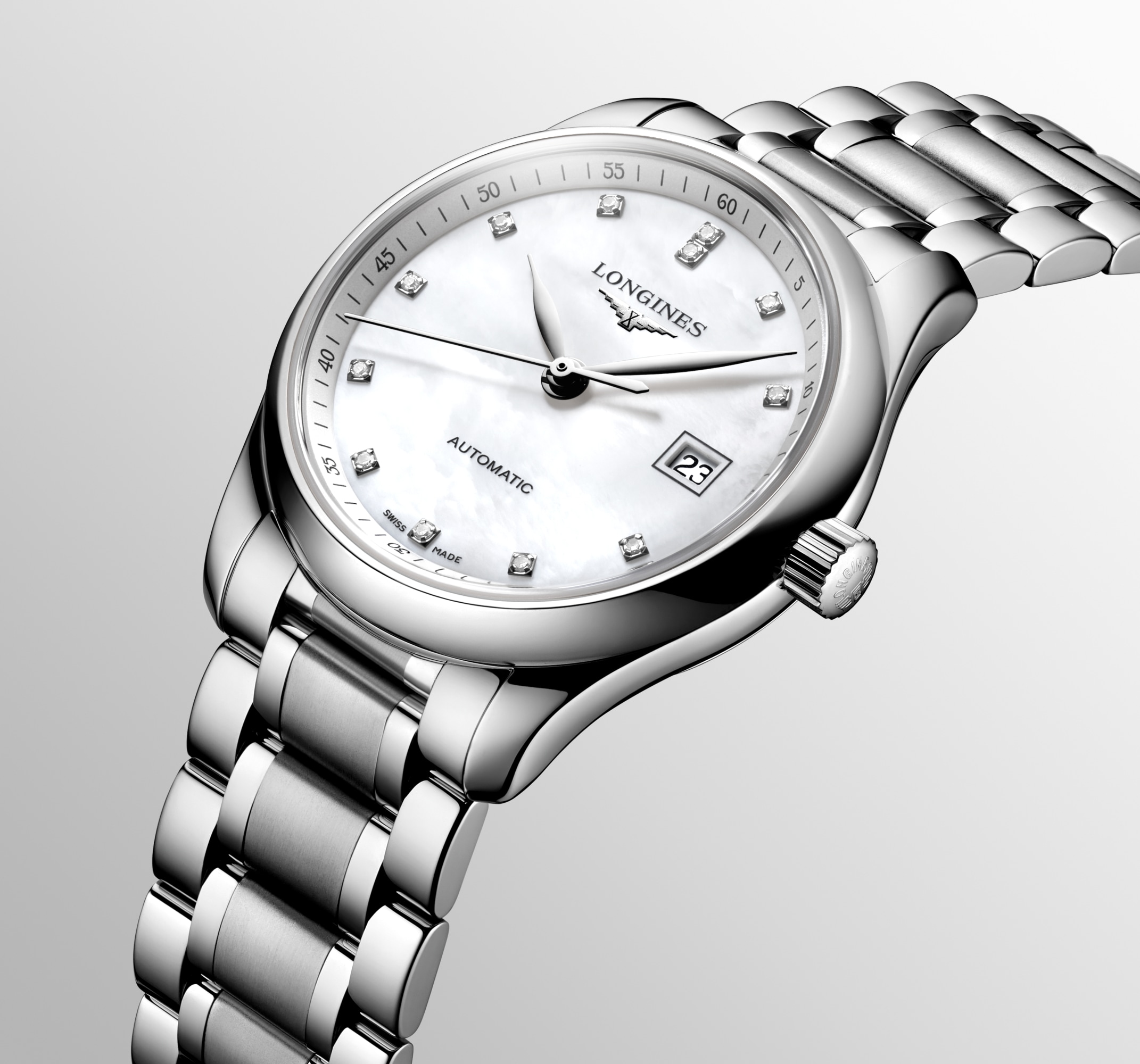 【LONGINES】ロンジン マスターコレクション L2.257.4 自動巻き レディース_698382 ロンジン マスターコレクション | Ø 29.00 mm, シルバー「バーリー