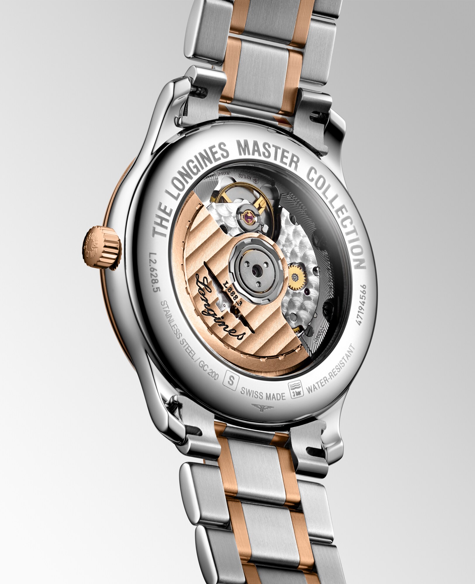 ロンジン マスターコレクション 自動巻、ステンレススチール&18kローズ