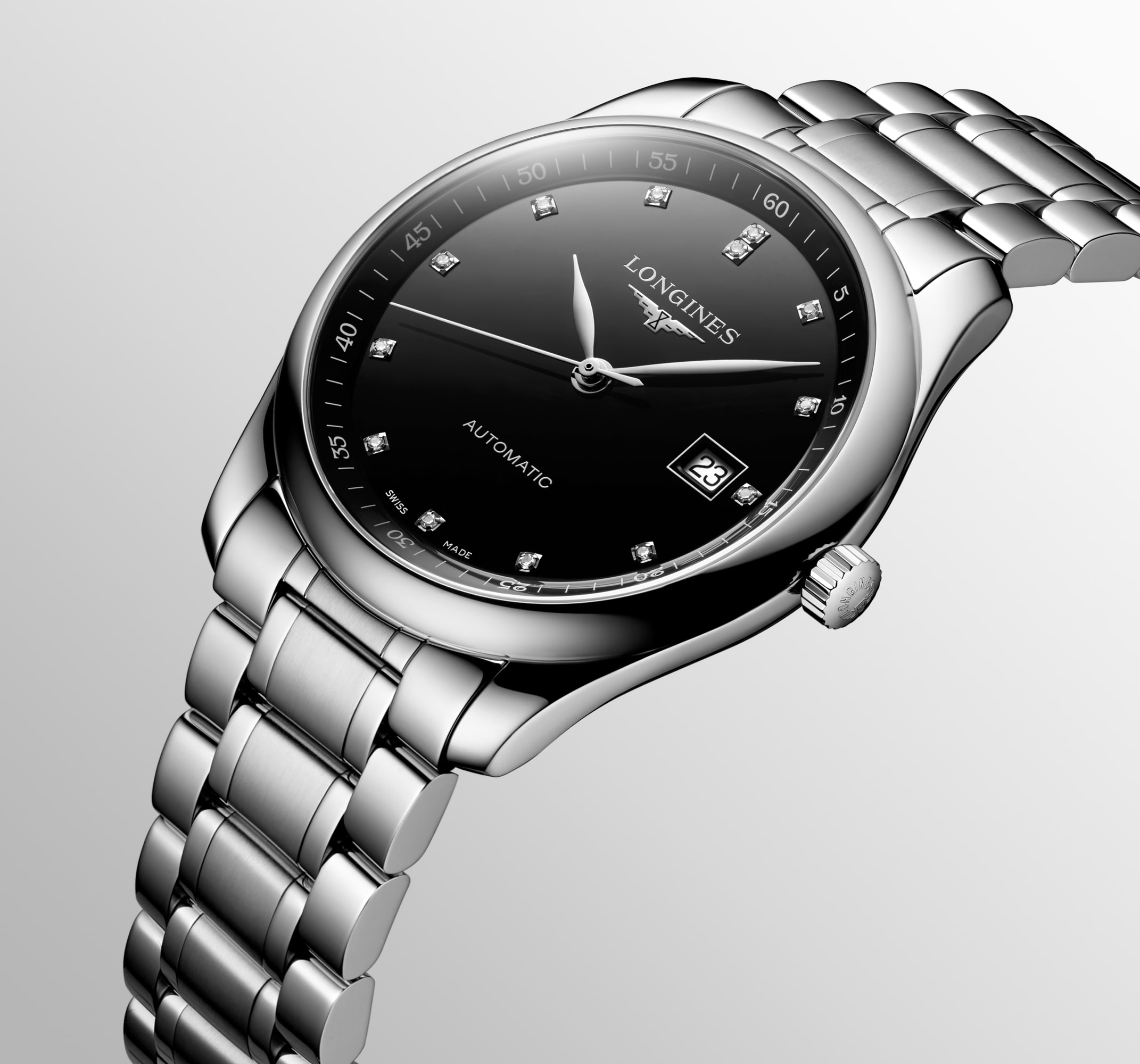 LONGINES 自動巻き腕時計 シルバー/ブラック ロンジン マスターコレクション 自動巻、ステンレススティール