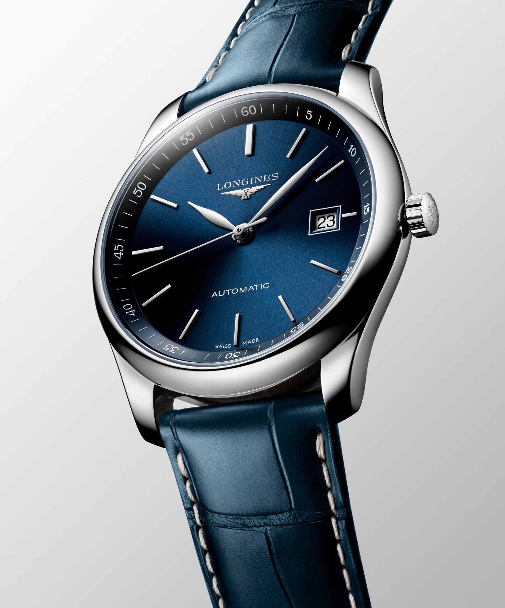 ロンジン マスターコレクション 自動巻、ステンレススティール、ブルー