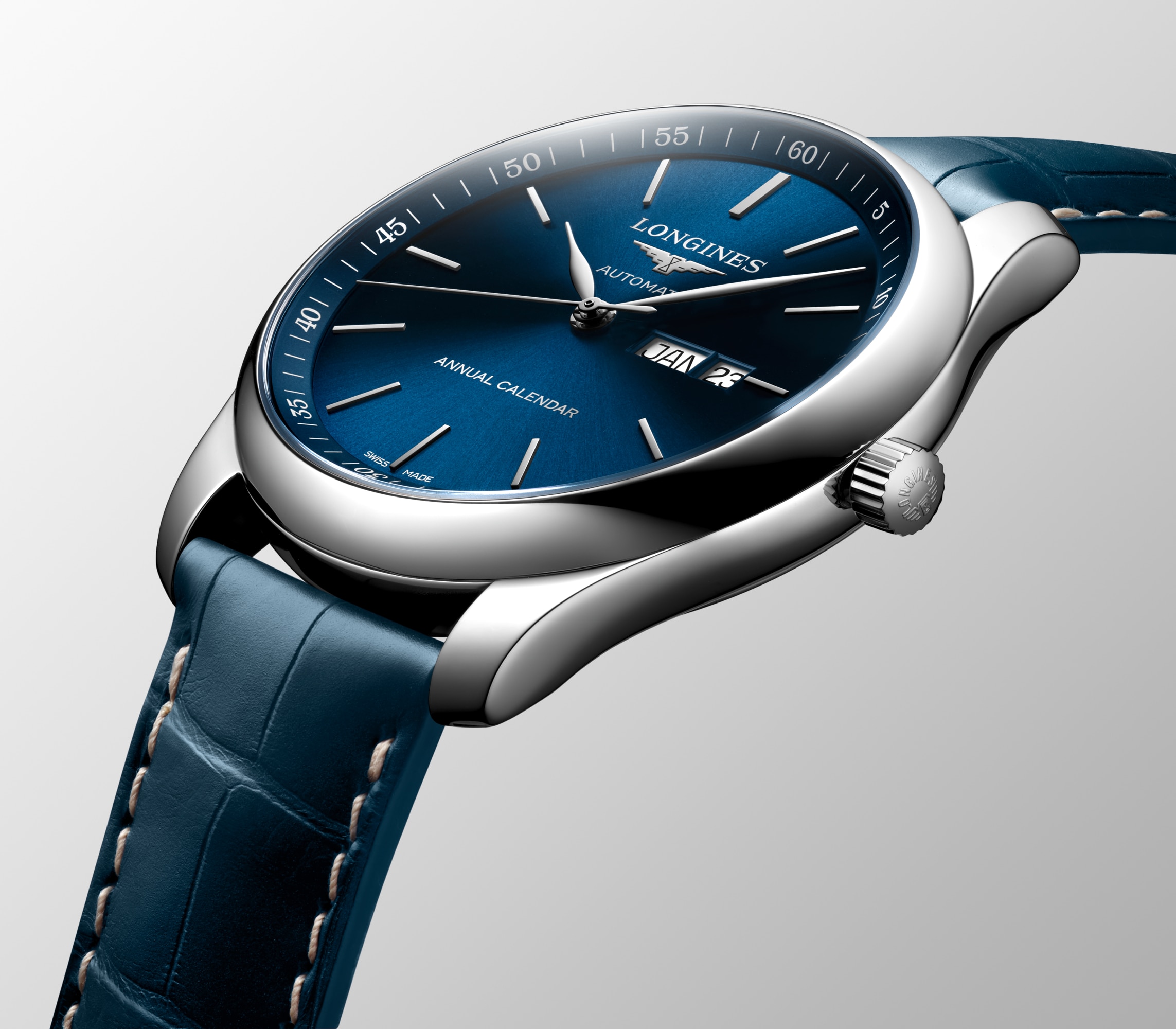 ロンジン マスターコレクション 自動巻、ステンレススティール、ブルー