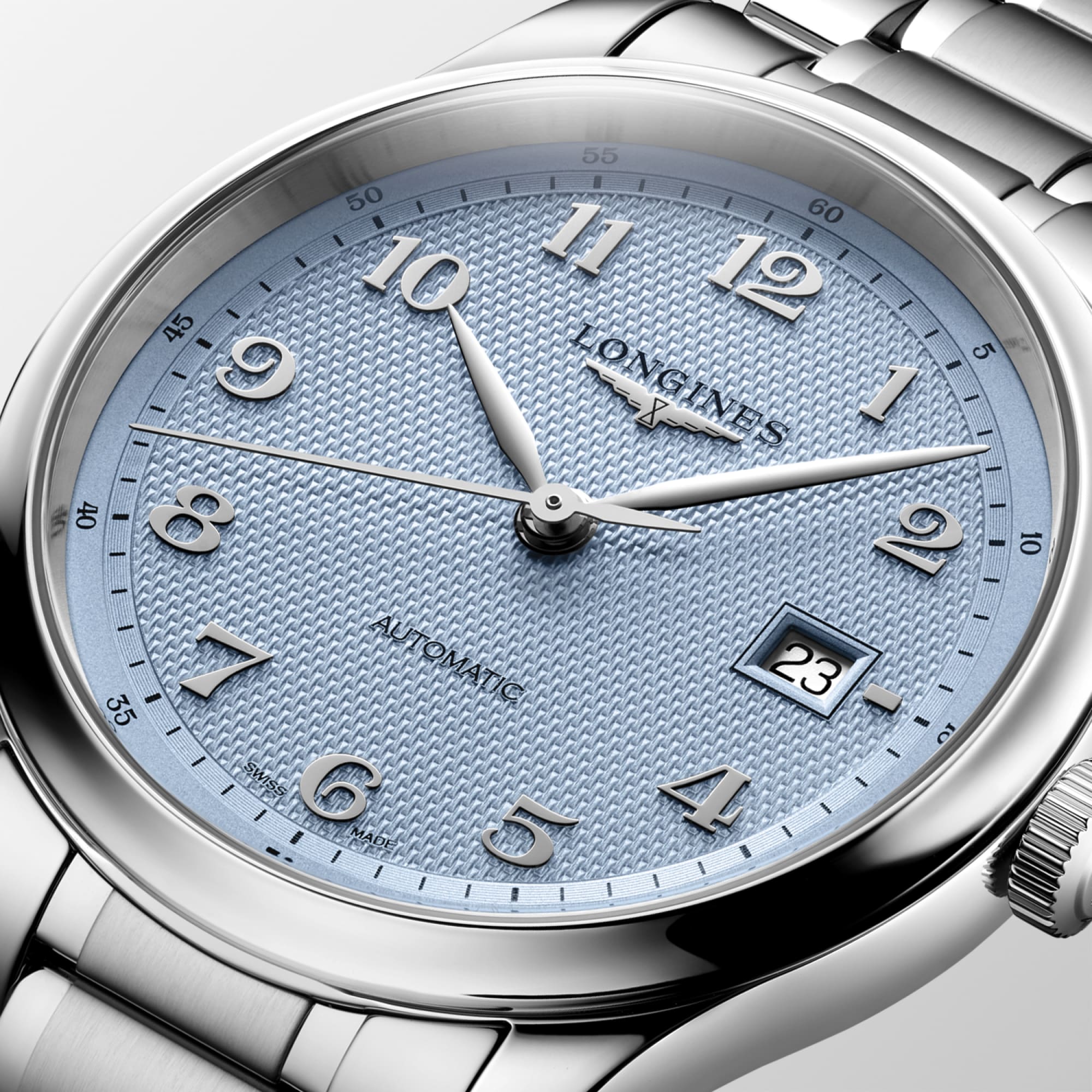 ロンジン マスターコレクション | Ø 41.00 mm, ライトブルー「バーリー