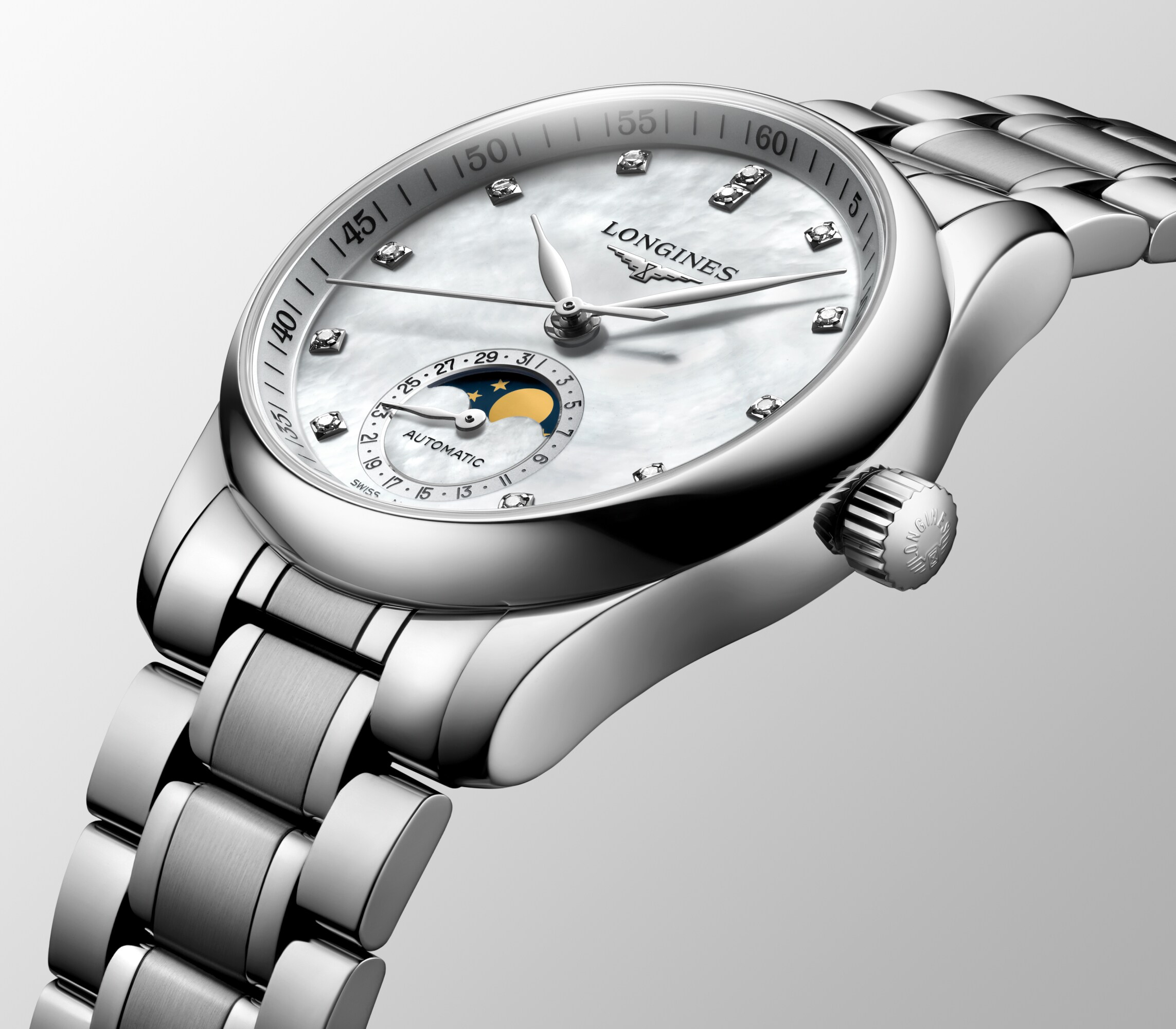 LONGINES MASTER COLLECTION MOONPHASE 自動巻、ステンレス