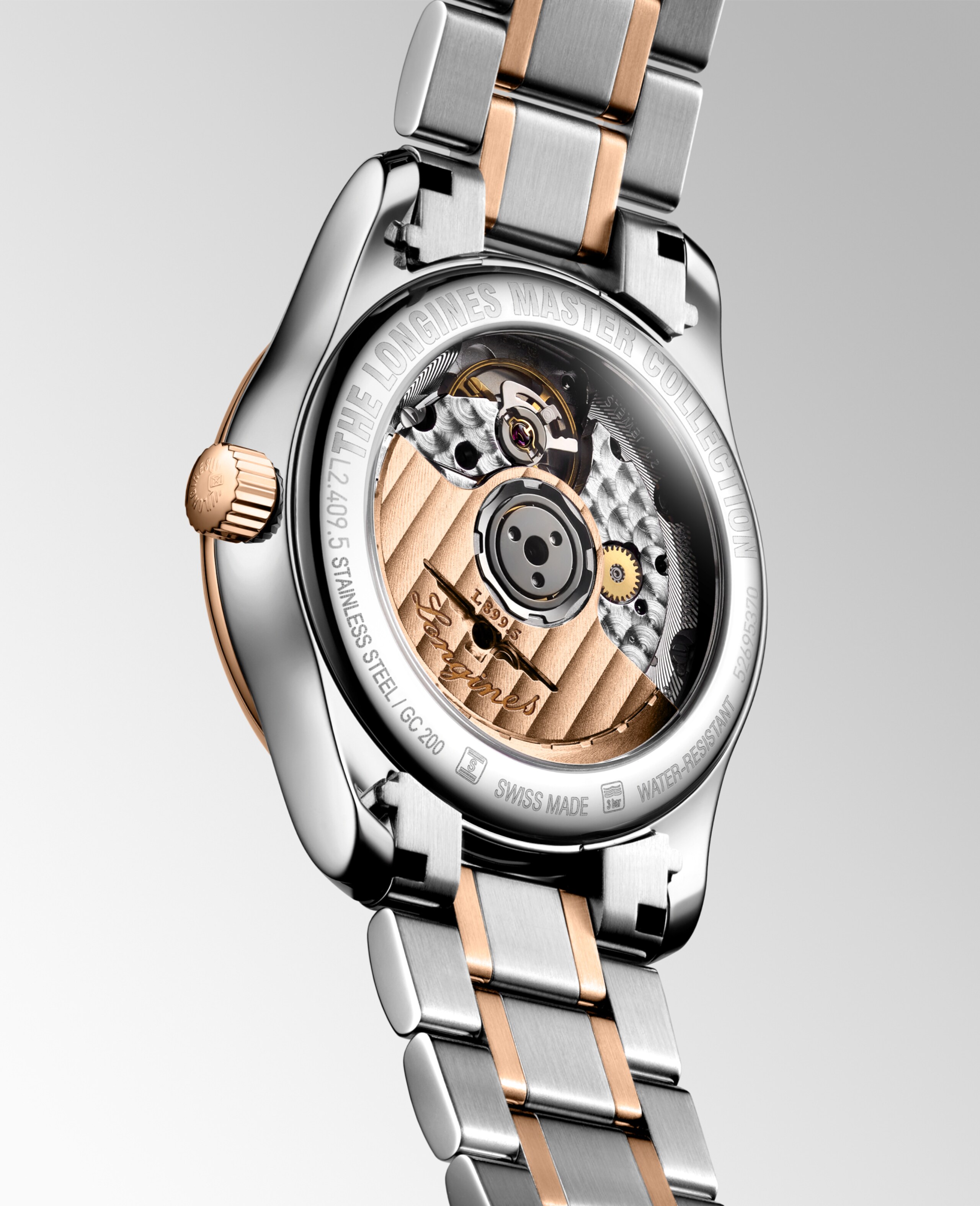 Longines MASTER COLLECTION MOONPHASE automatic stainless steel and 18 karat pink gold cap 200 Watch - L2.409.5.89.7