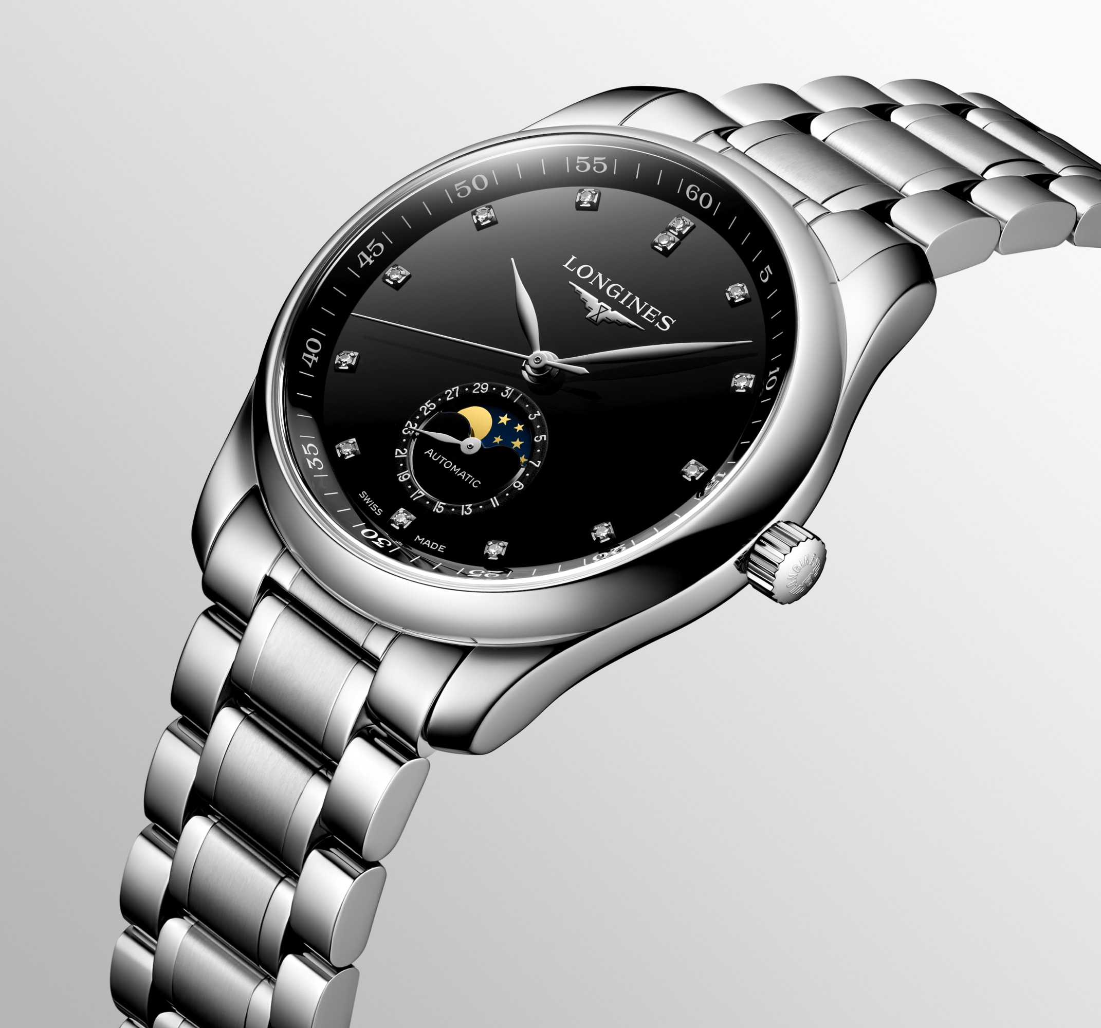 LONGINES MASTER COLLECTION MOONPHASE 自動巻、ステンレススティール