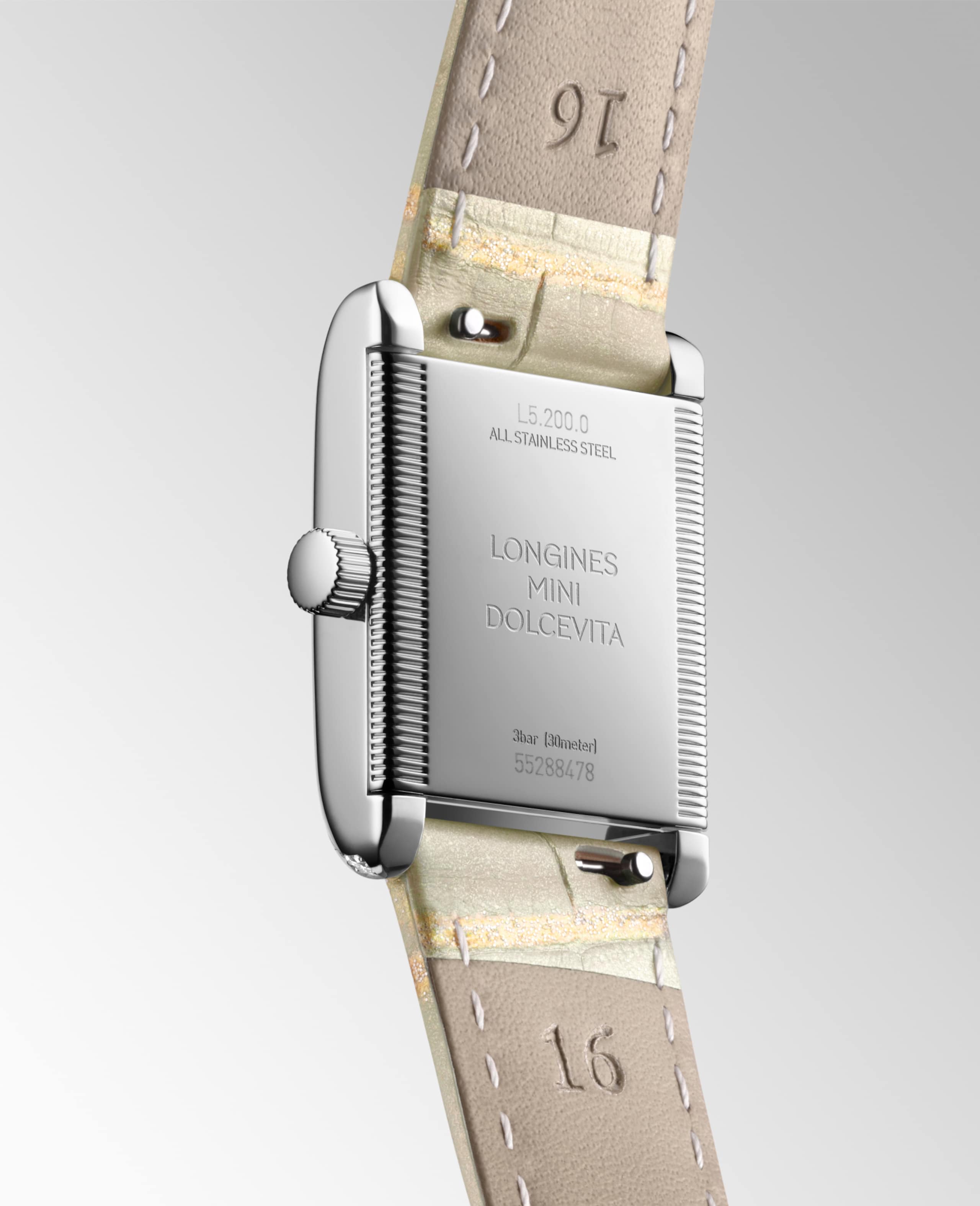 LONGINES MINI DOLCEVITA L5.200.0.79.2 Cuarzo, Acero inoxidable, Marfil, Correa Watch - Parte trasera del reloj