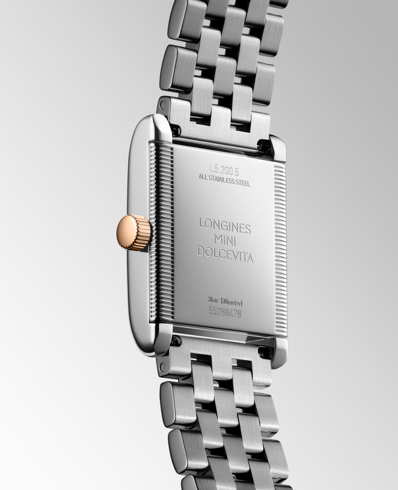 ドルチェヴィータ ミニ クォーツ、ステンレススティール&18kピンク