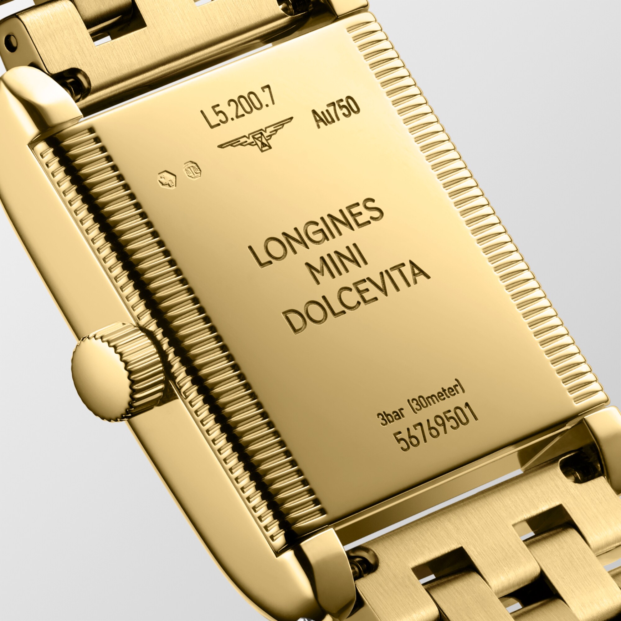 LONGINES MINI DOLCEVITA Quartz, 18 Karat Yellow Gold, Silver