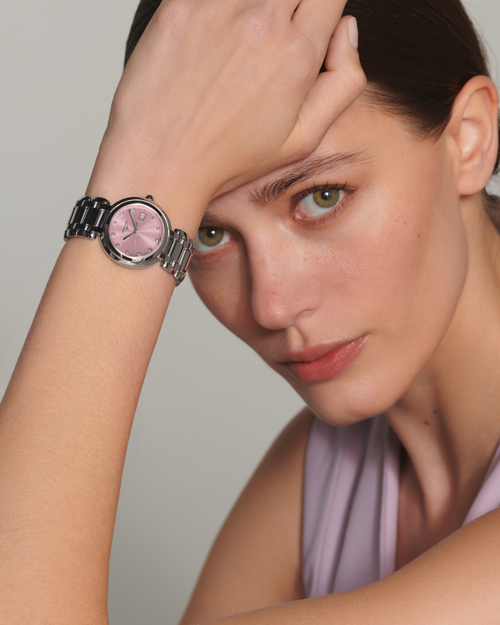 LONGINES PRIMALUNA Quartz, Stainless Steel, Sunray Pink Dial