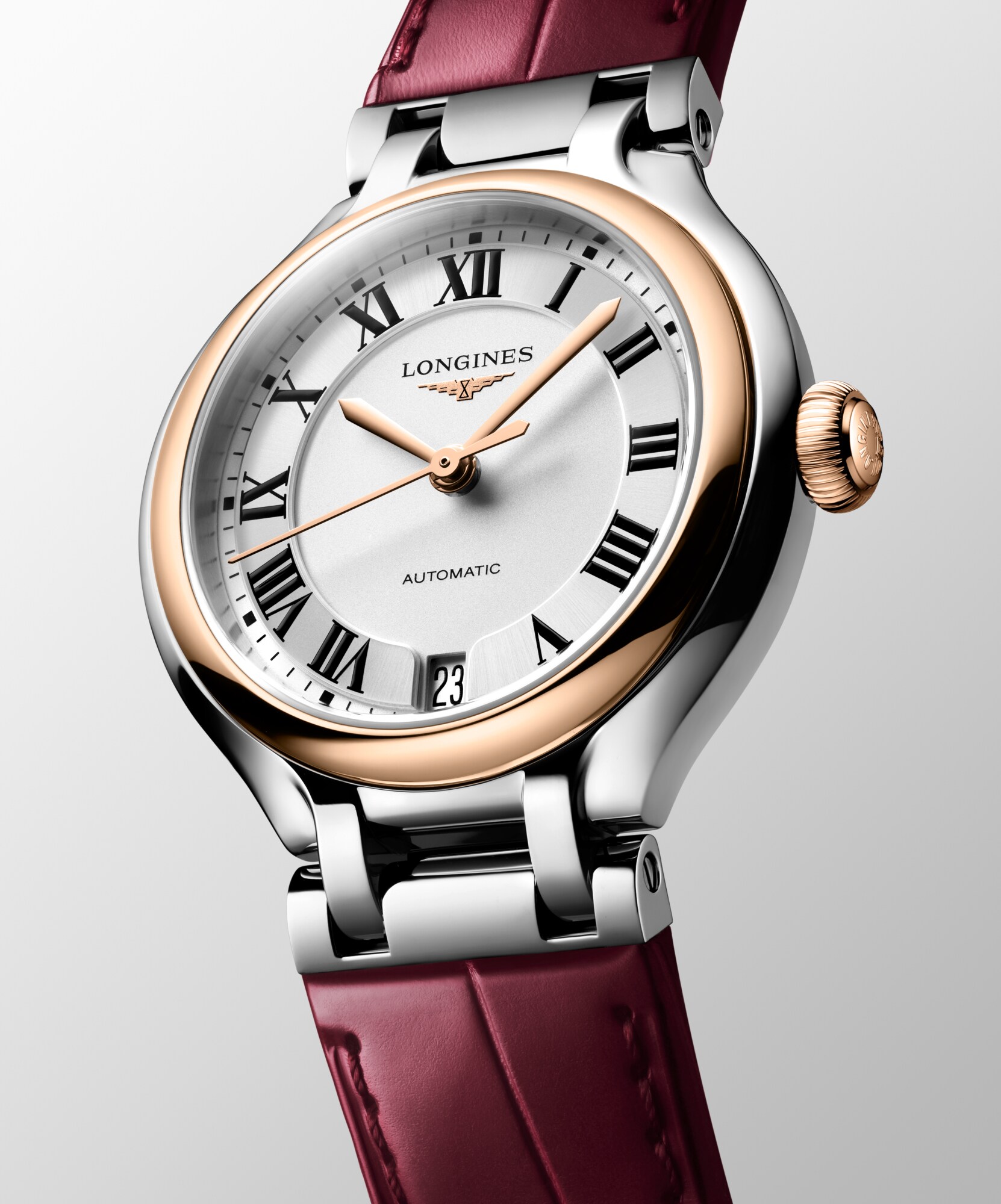 LONGINES PRIMALUNA Automatic, Stainless Steel And Rose Gold 18