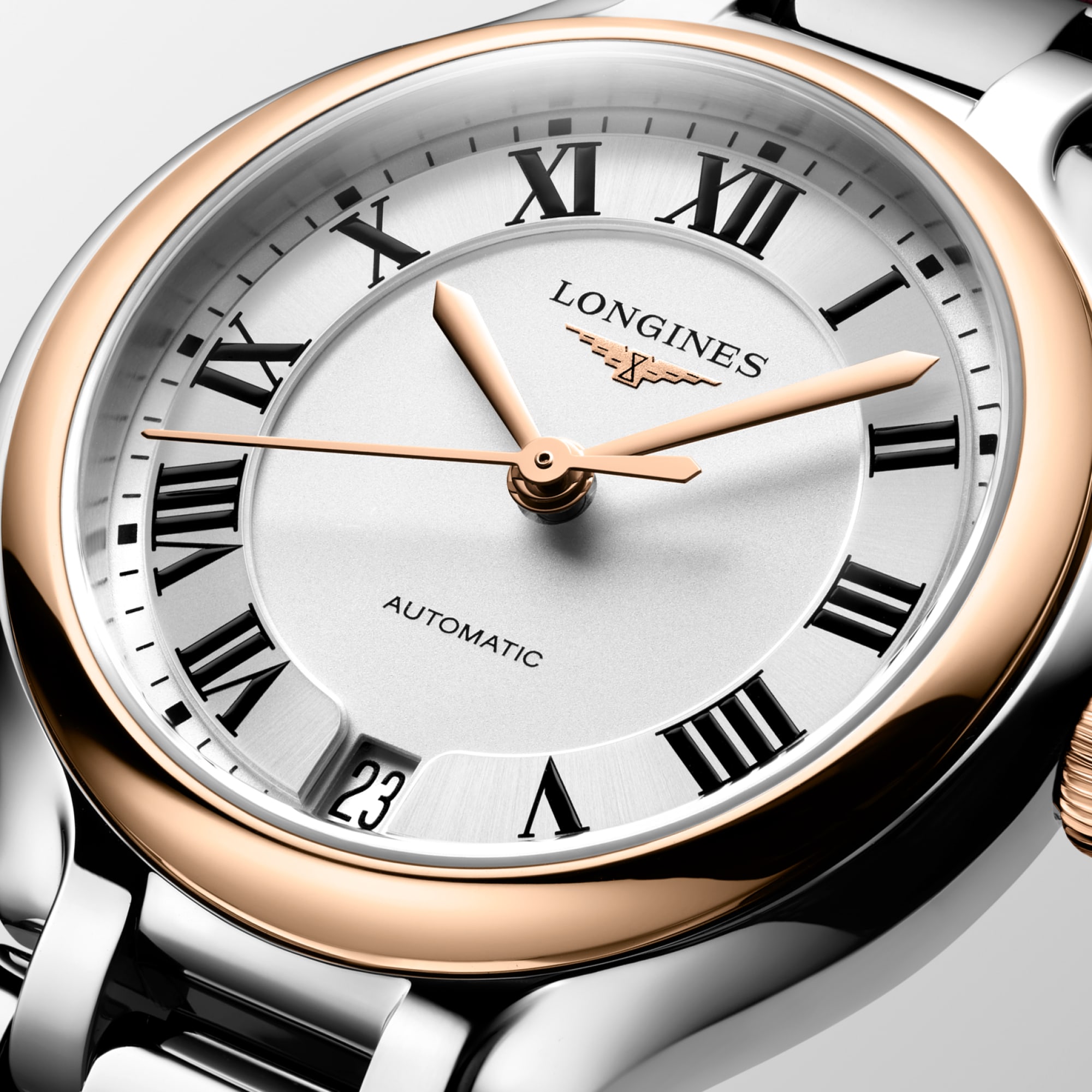 LONGINES PRIMALUNA Automatic, Stainless Steel And Rose Gold 18