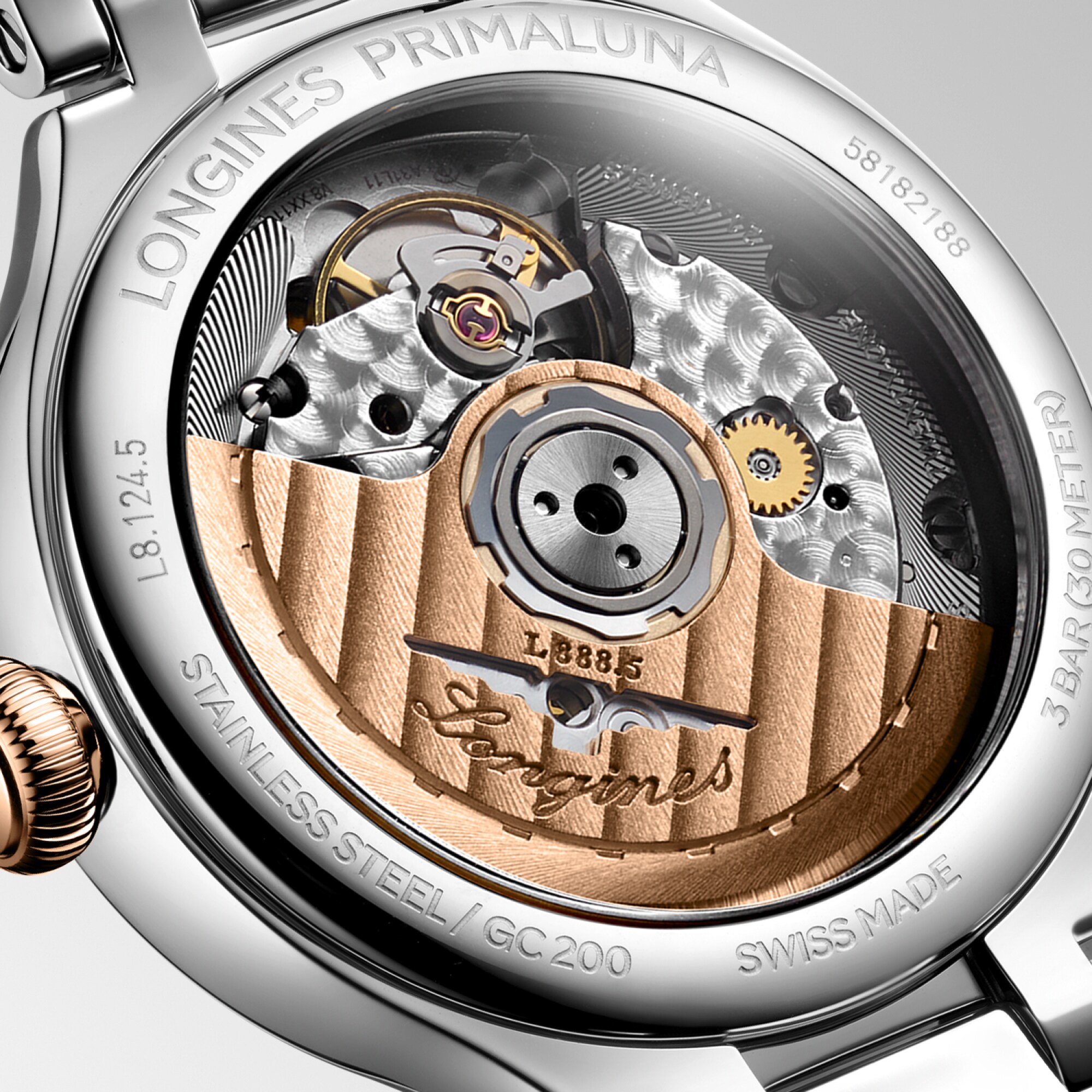 LONGINES PRIMALUNA Automatic, Stainless Steel And Rose Gold 18