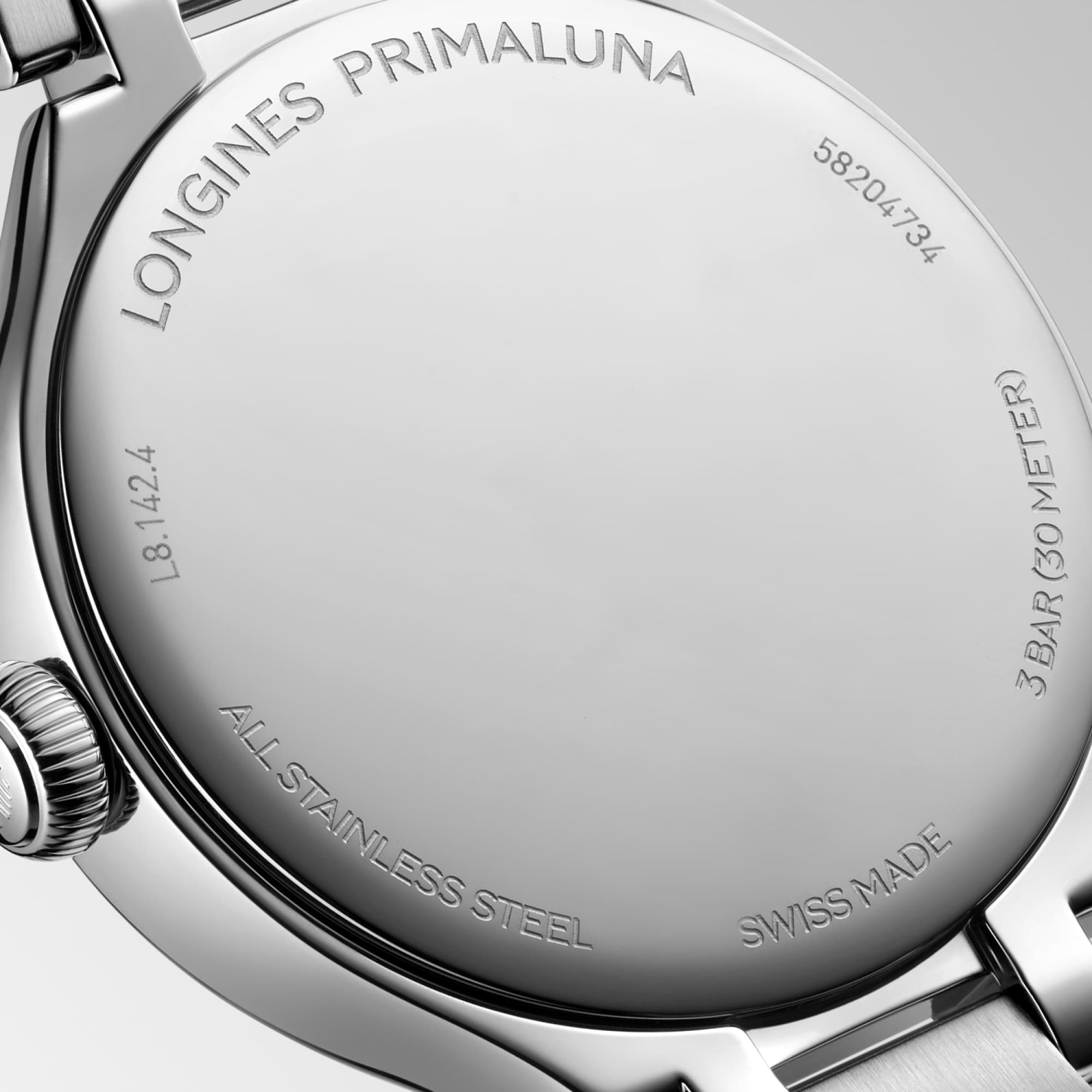 LONGINES PRIMALUNA Quartz, Stainless Steel, Sunray Silver Dial