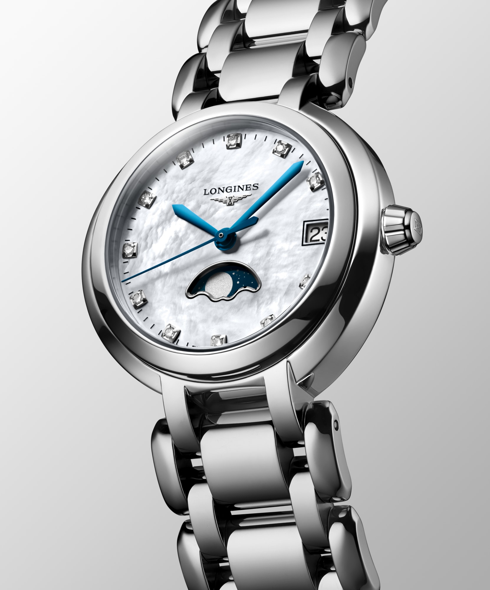 LONGINES PRIMALUNA MOONPHASE クォーツ、ステンレススティール