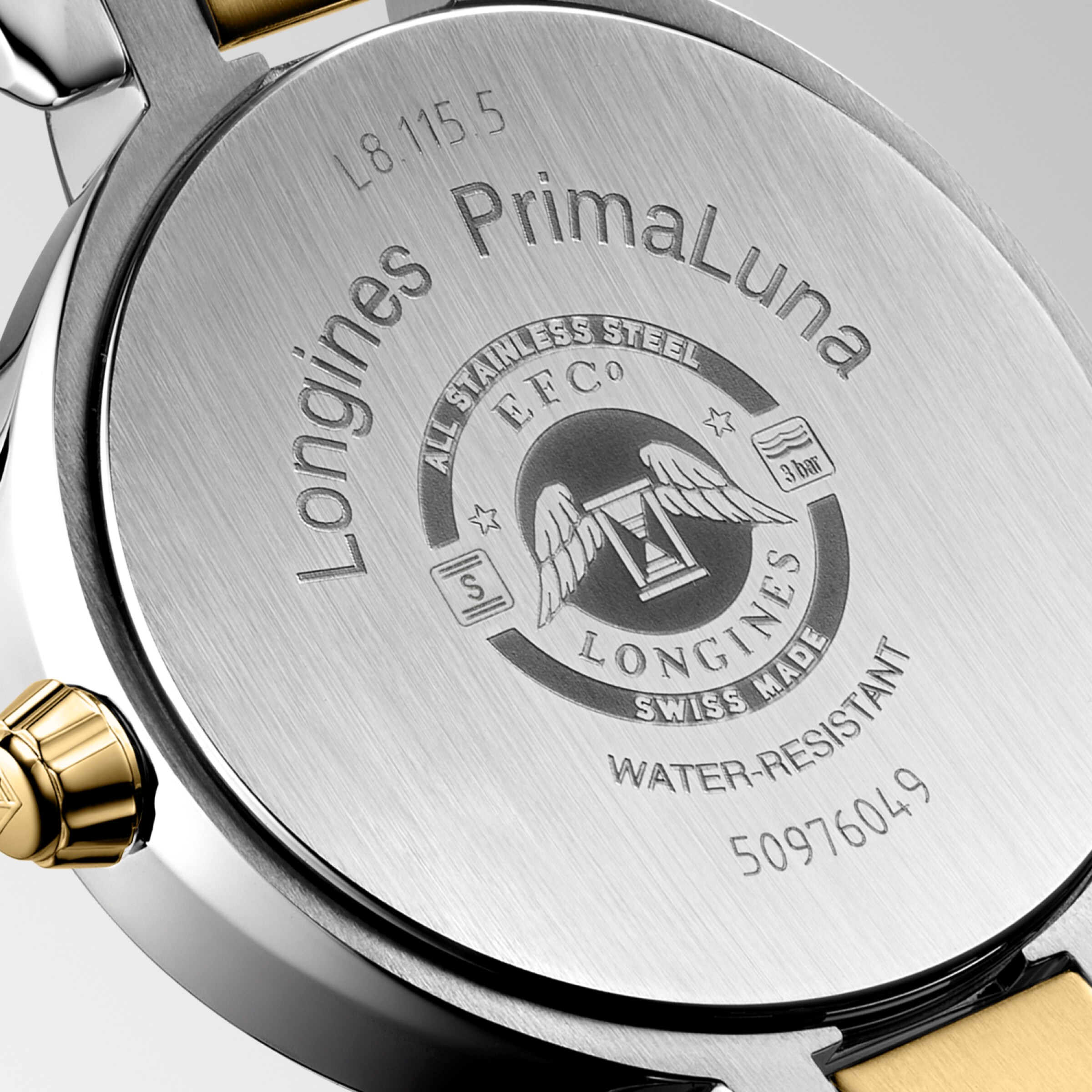 Longines PRIMALUNA MOONPHASE Quartz Stainless steel and 18 karat yellow gold cap 200 Watch - L8.115.5.31.7